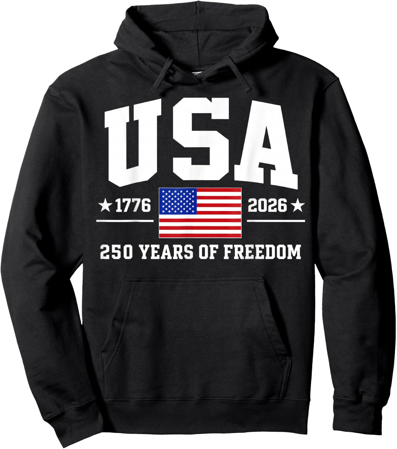 Patriotic USA 1776-2026 American Flag, 4th of July Hoodie - Hoodie | Black