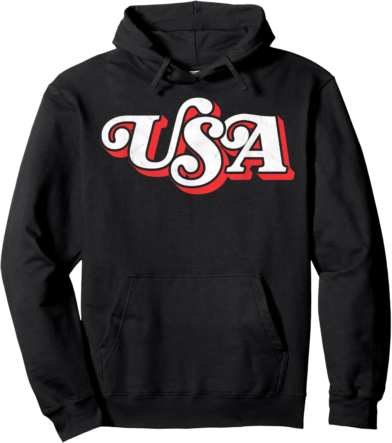 Vintage USA Retro Typography Patriotic 4th of July 80's Hoodie - Hoodie | Black
