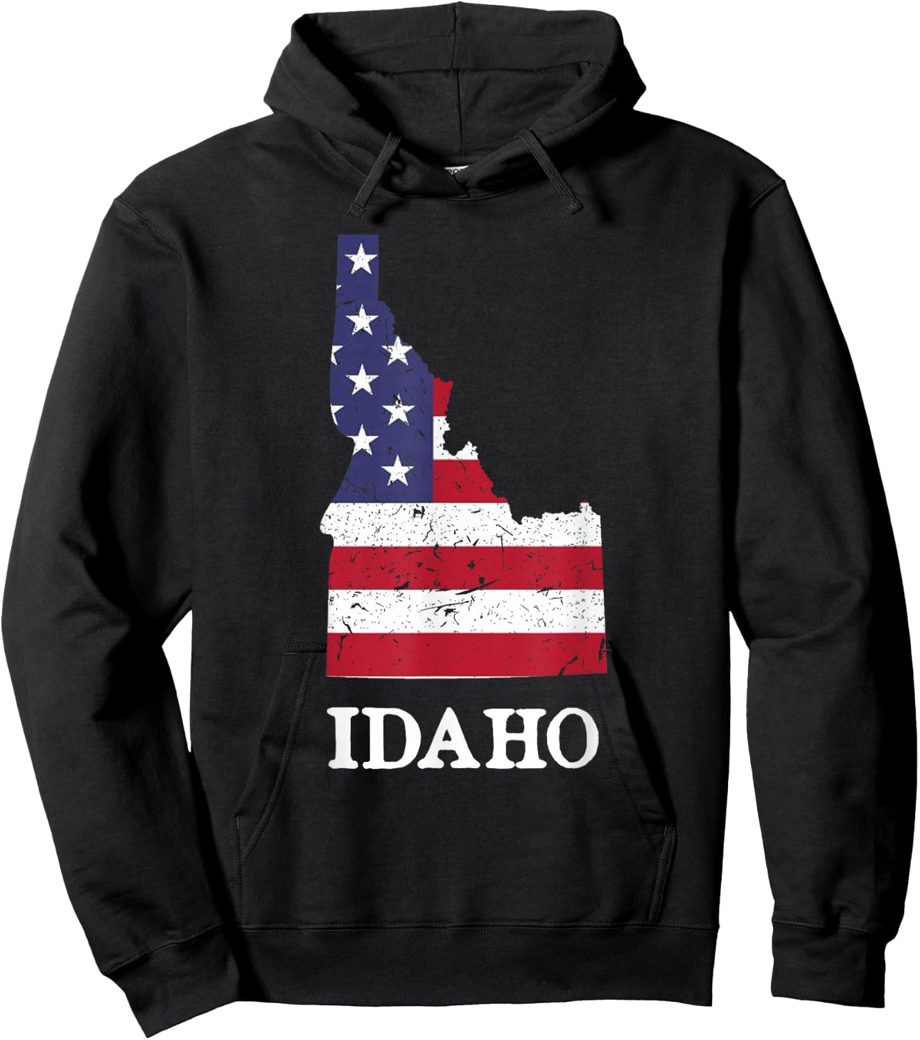 Idaho Map State American Flag Shirt 4th Of July Pride Hoodie - Hoodie | Black