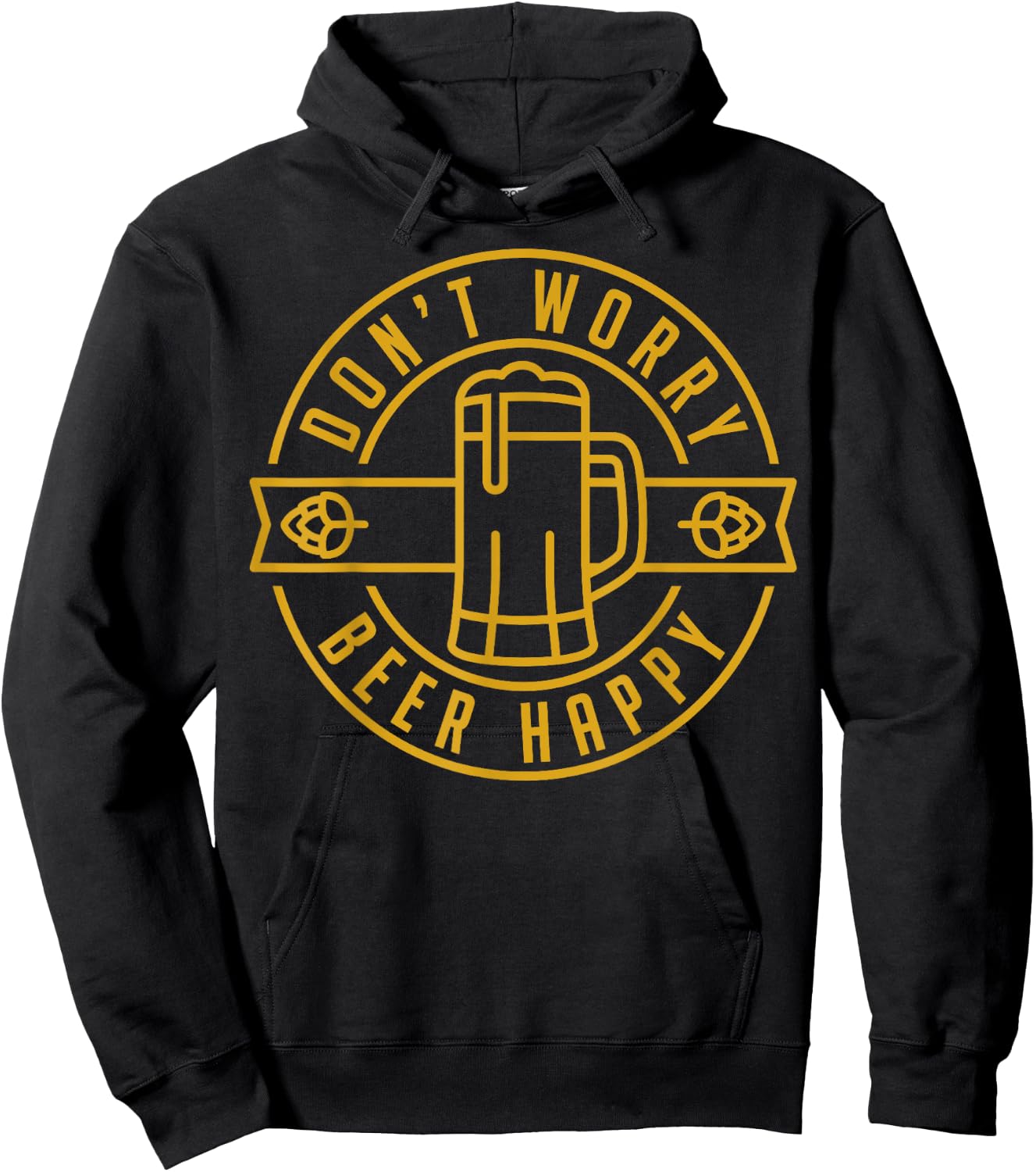 Don't Worry Beer Happy Circle Hoodie - Hoodie | Black
