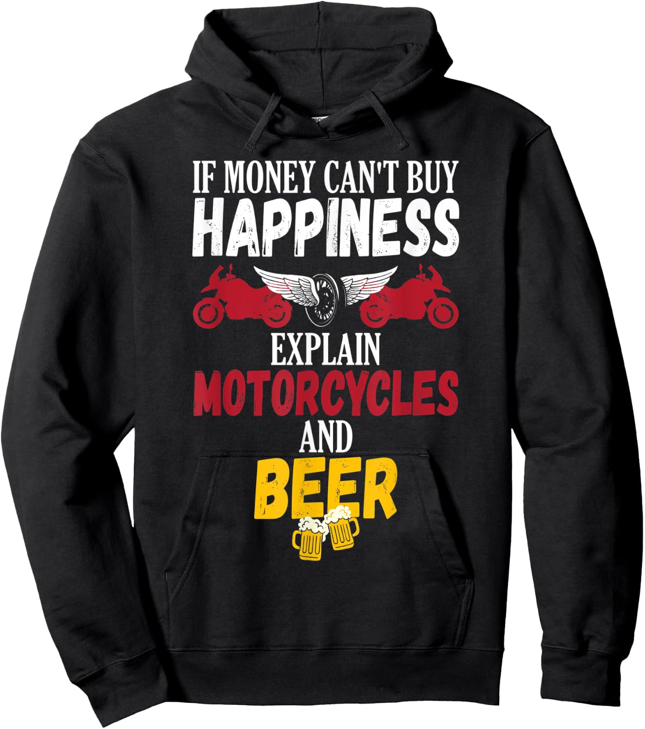 Funny Beer Drinker Motorcycle Biker Hoodie - Hoodie | Black