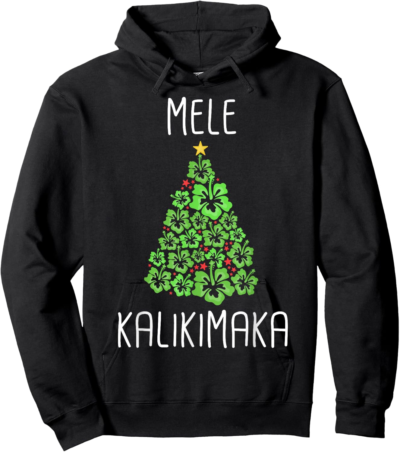 Hawaiian Christmas Tree Mele Kalikimaka Hawaii Tropical Hoodie - Hoodie | Black