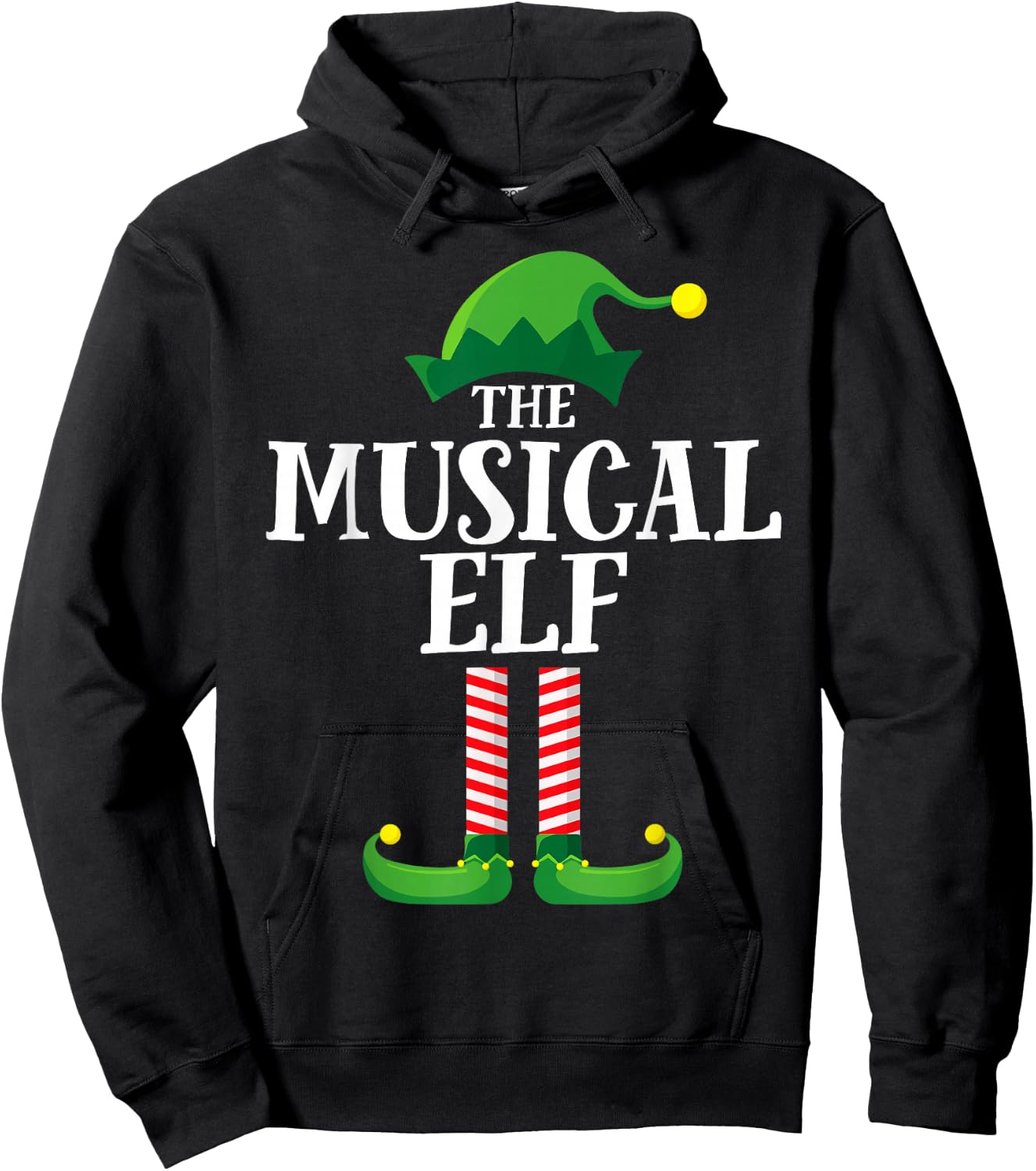 Musical Elf Matching Family Group Christmas Party Pyjamas Hoodie - Hoodie | Black
