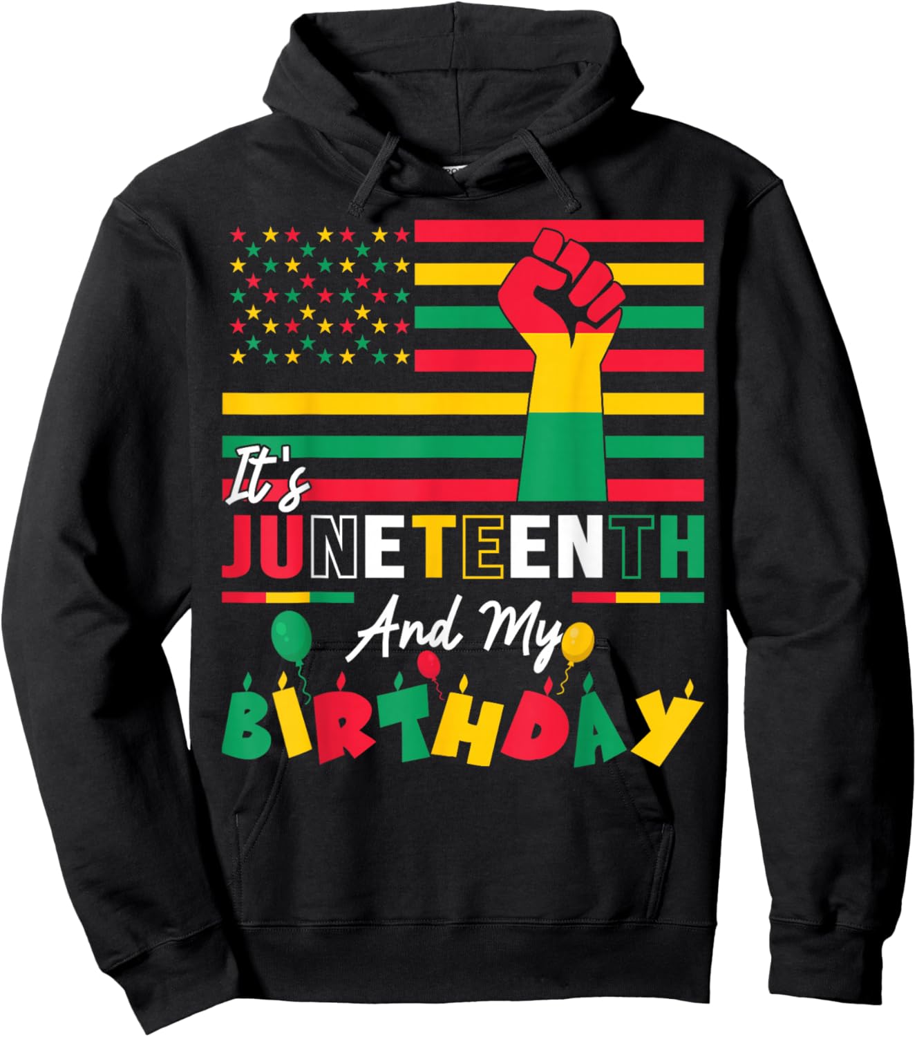 Its My Birthday Juneteenth 1865 American Flag Hoodie - Hoodie | Black