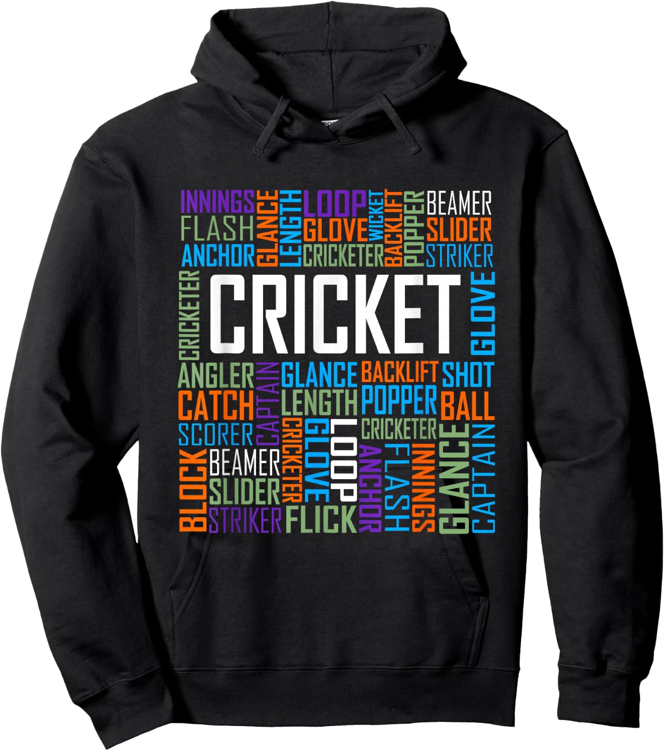 Cricket Lover Words Gift Hoodie - Hoodie | Black