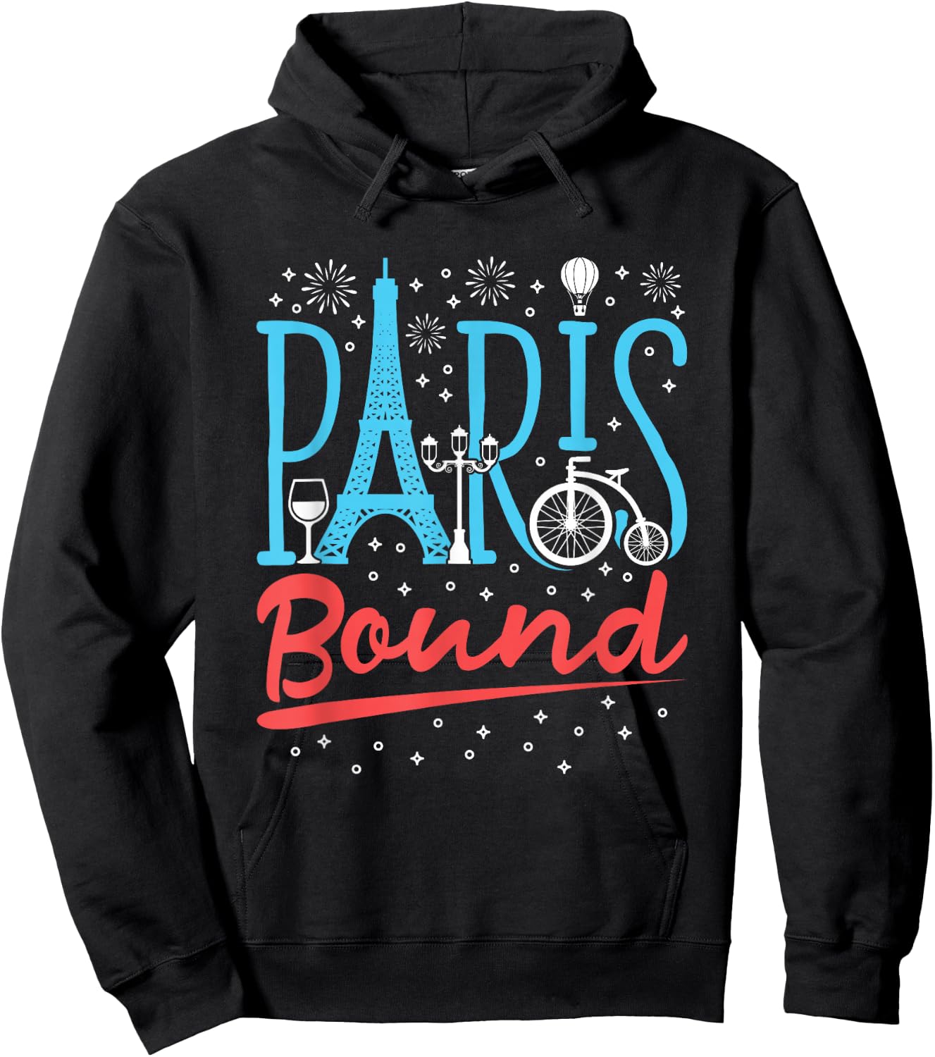 Paris Bound Eiffel Tower Travel Vacation Paris France Hoodie - Hoodie | Black