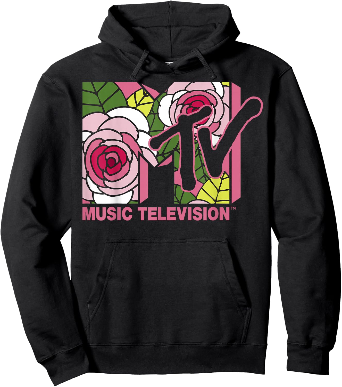 MTV Floral Roses Music Television Logo Hoodie - Hoodie | Black