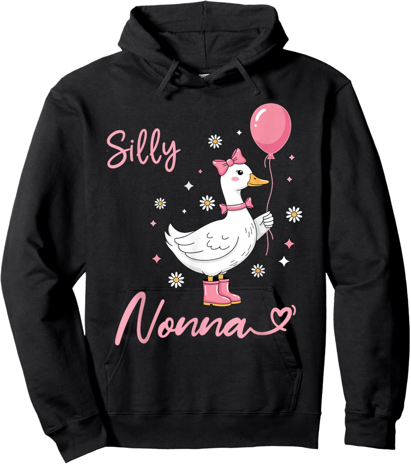 Silly Nonna Cute Goose Grandmother Family Matching Birthday Hoodie - Hoodie | Black
