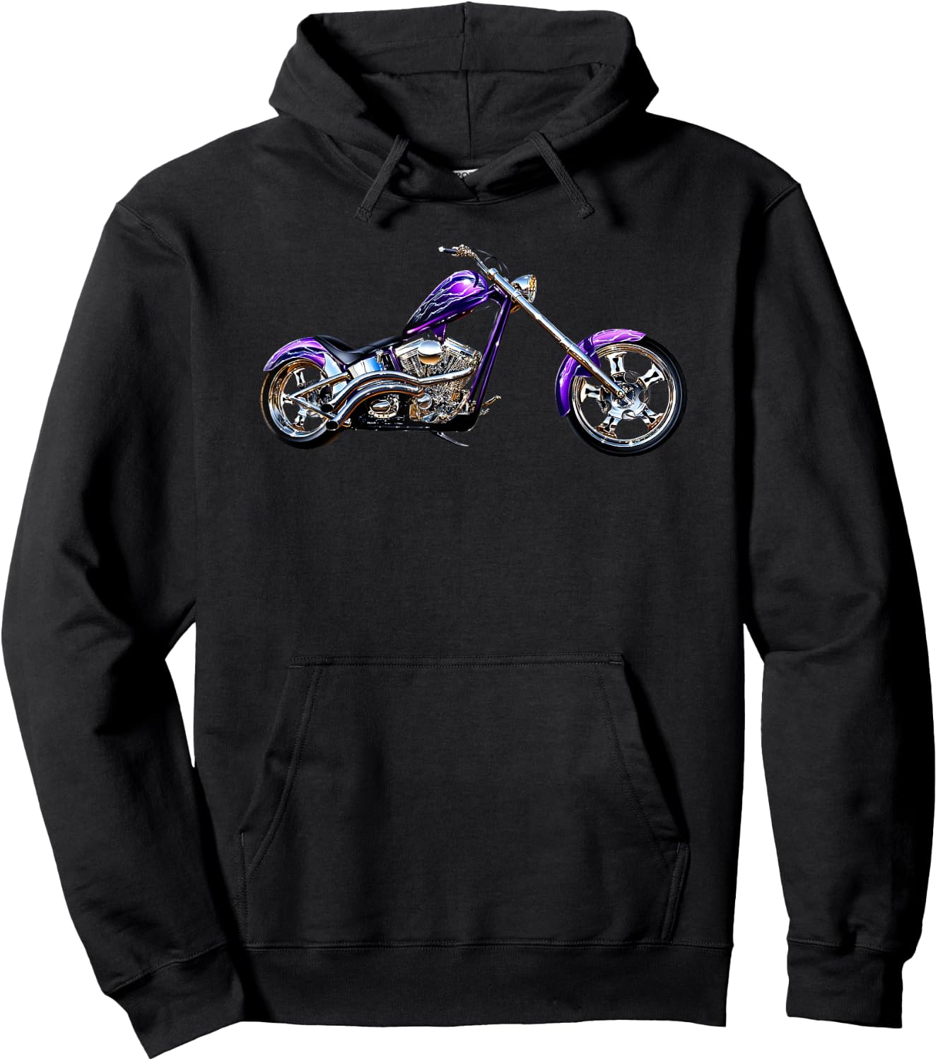 Purple Chopper Motorcycle Hoodie - Hoodie | Black
