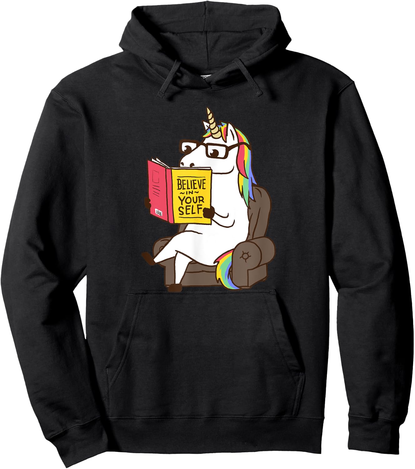 Unicorn Shirt Believe in Yourself Motivational Book Lover Hoodie - Hoodie | Black