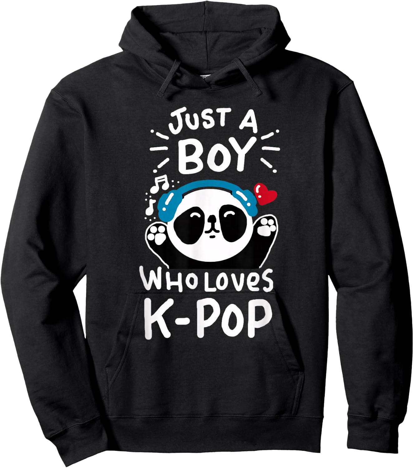 Just A Boy Who Loves K-Pop Panda KPop Shirt Quote Hoodie - Hoodie | Black