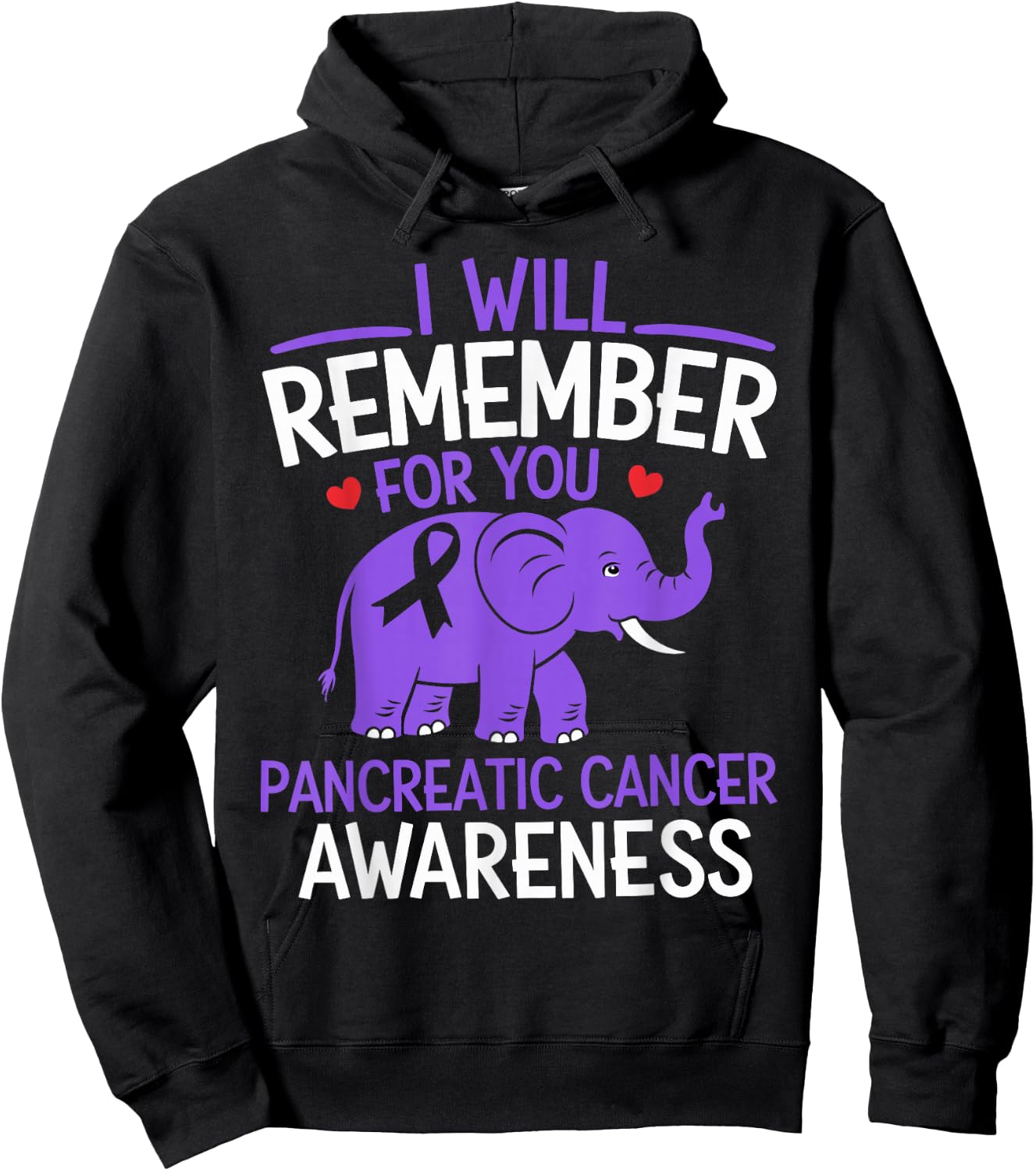 Pancreatic Cancer Awareness Elephant I Will Remember For You Hoodie - Hoodie | Black