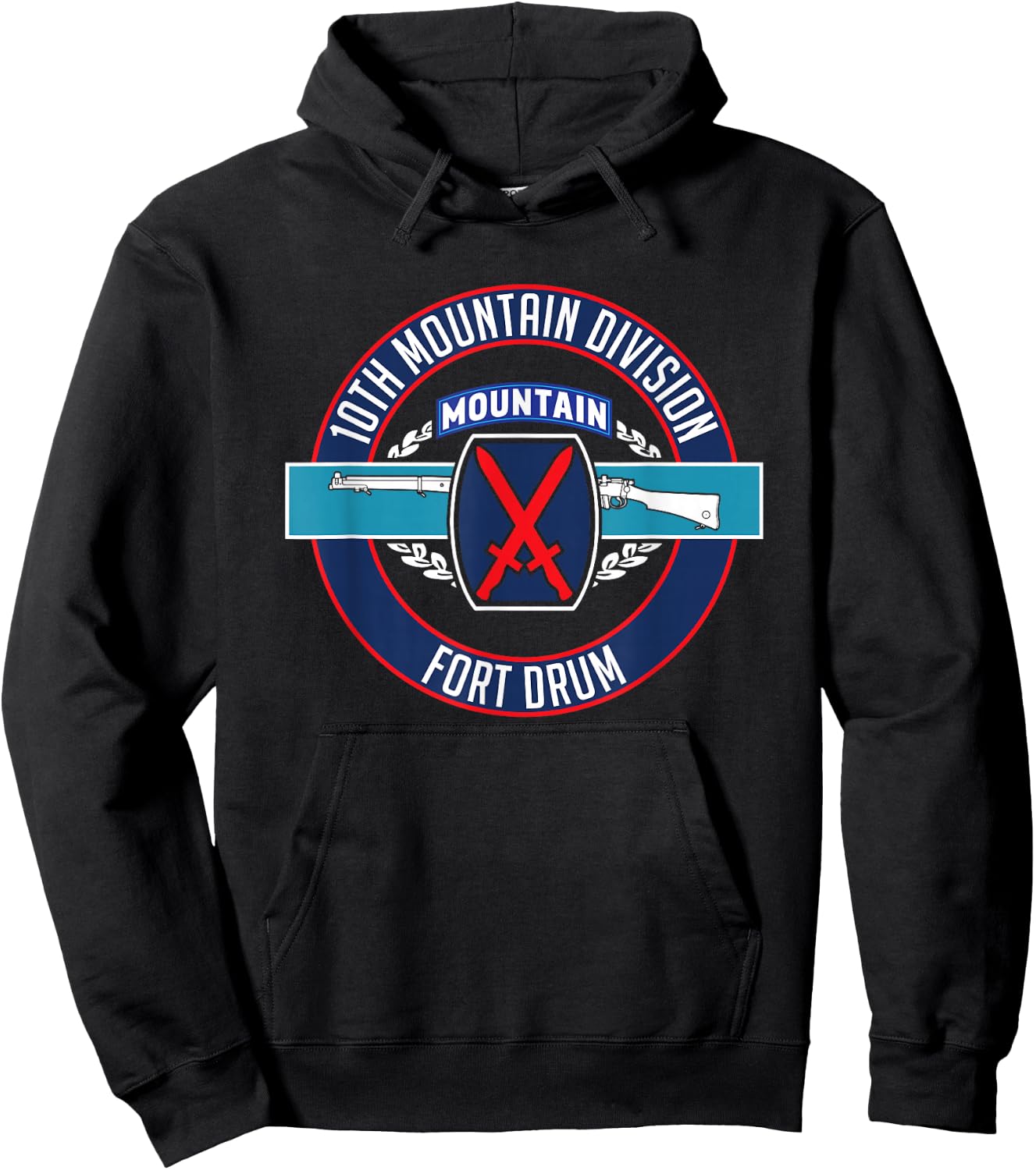 Fort Drum 10th Mountain Division Infantry T Shirt Hoodie - Hoodie | Black