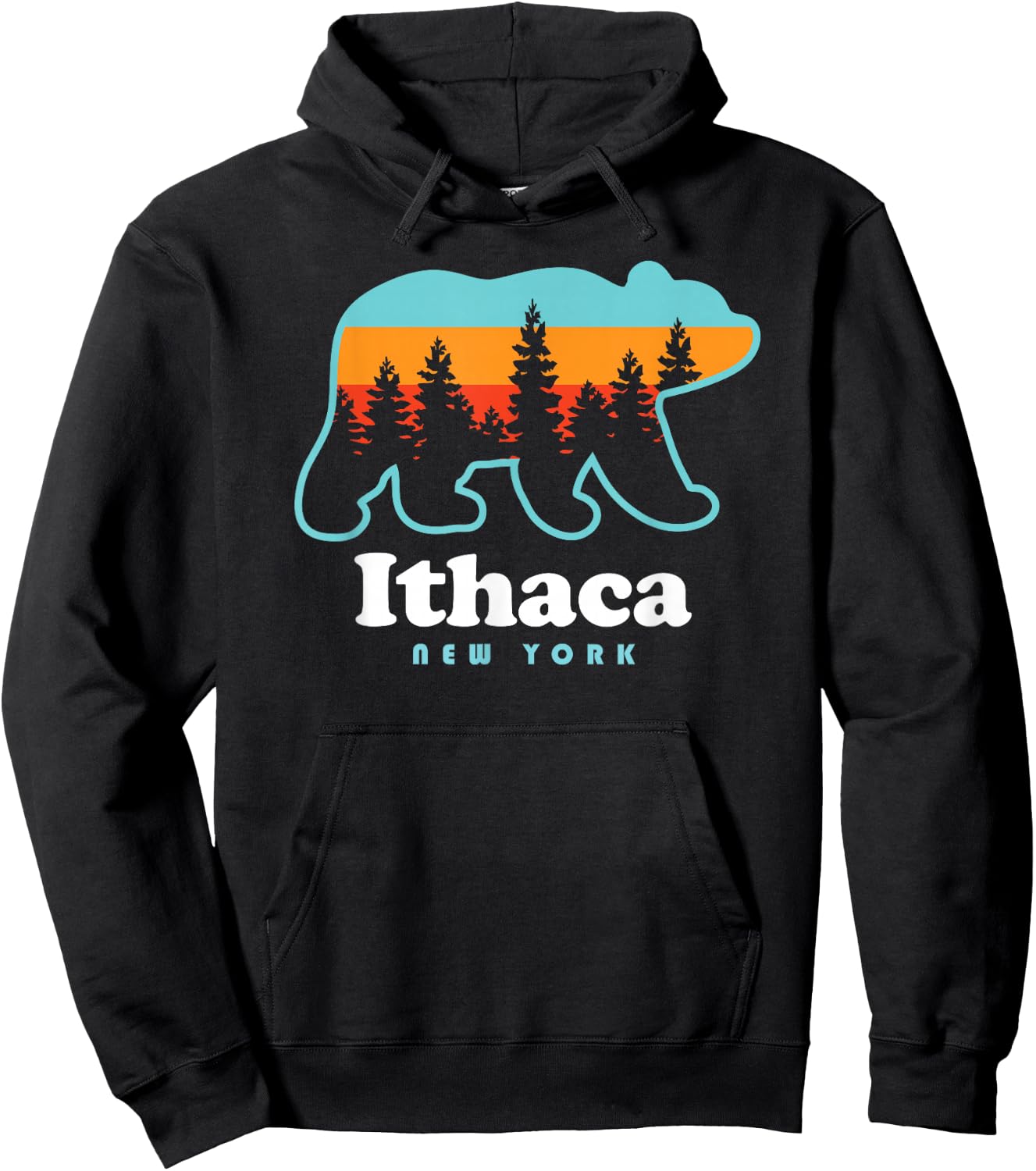 Ithaca NY Bear Ithaca New York Hoodie - Hoodie | Black