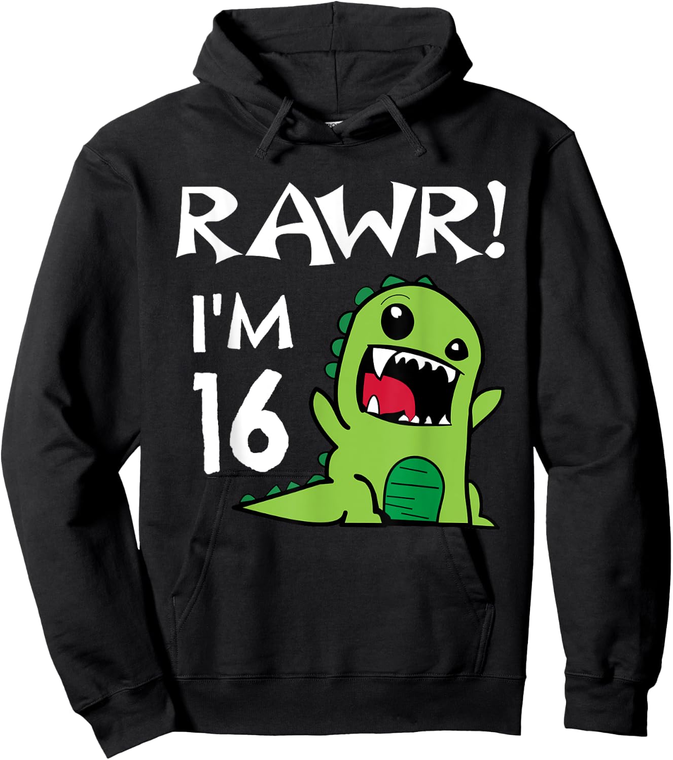 16th Birthday - Sweet 16 Year Old Dinosaur Shirt Hoodie - Hoodie | Black