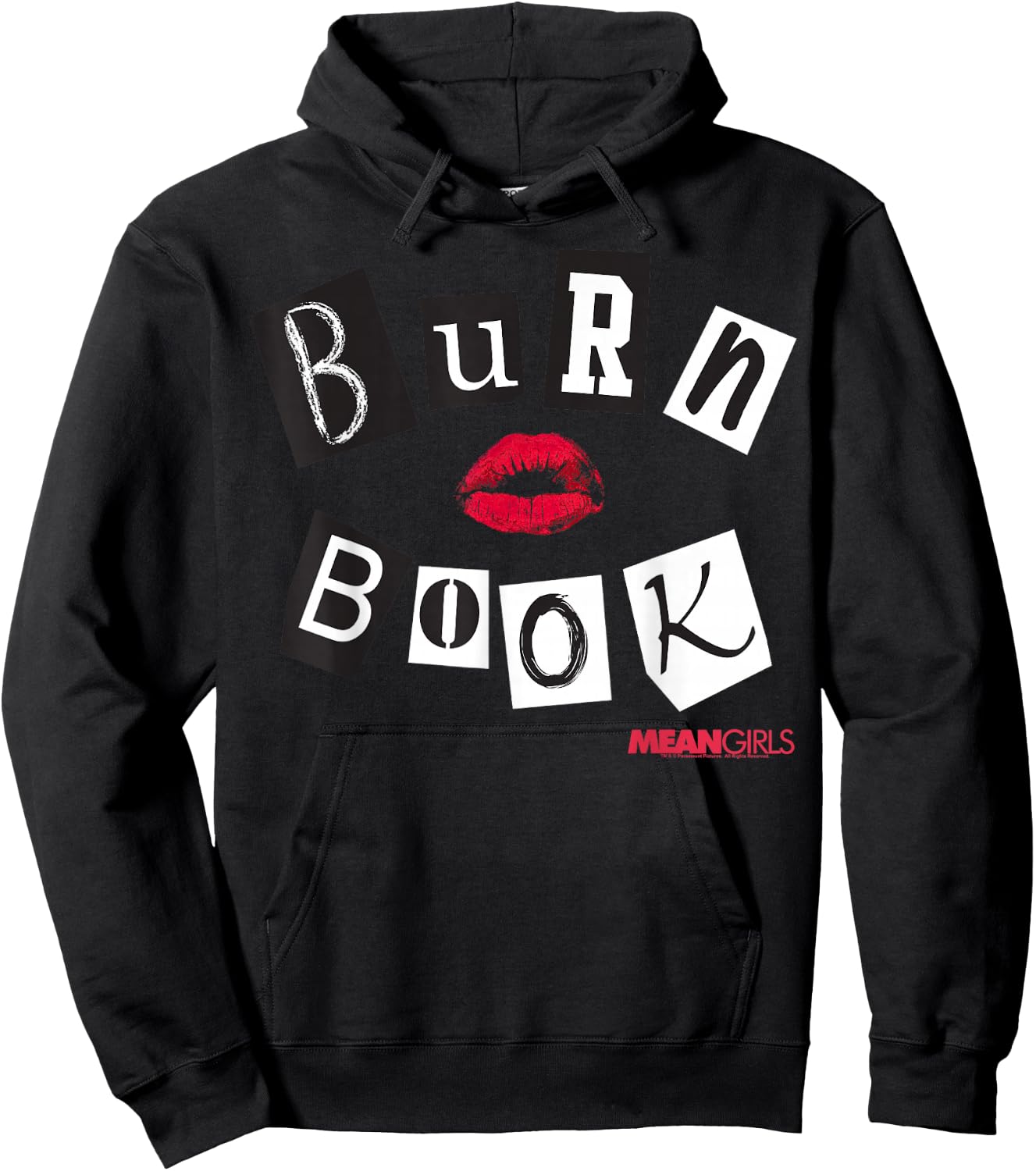 Mean Girls Burn Book Cover Kissy Lips Logo Hoodie - Hoodie | Black