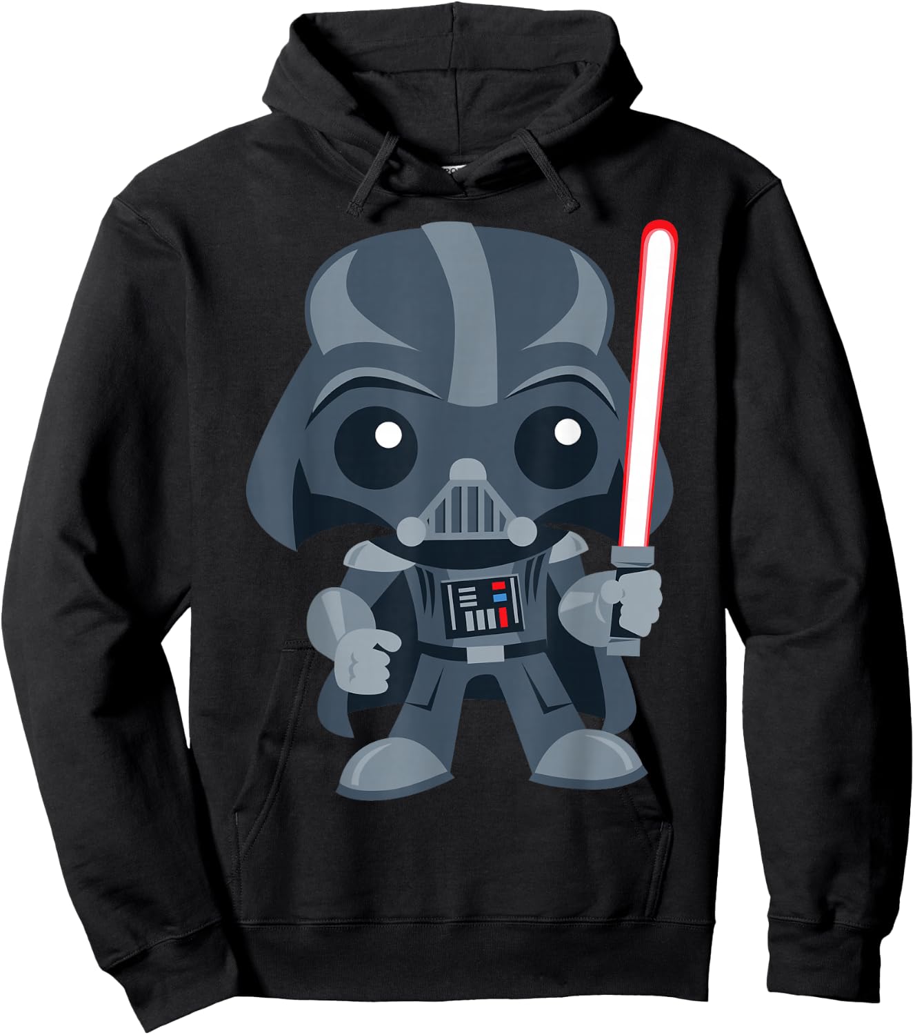 Star Wars Cute Darth Vader and Cartoon Saber Graphic Hoodie - Hoodie | Black