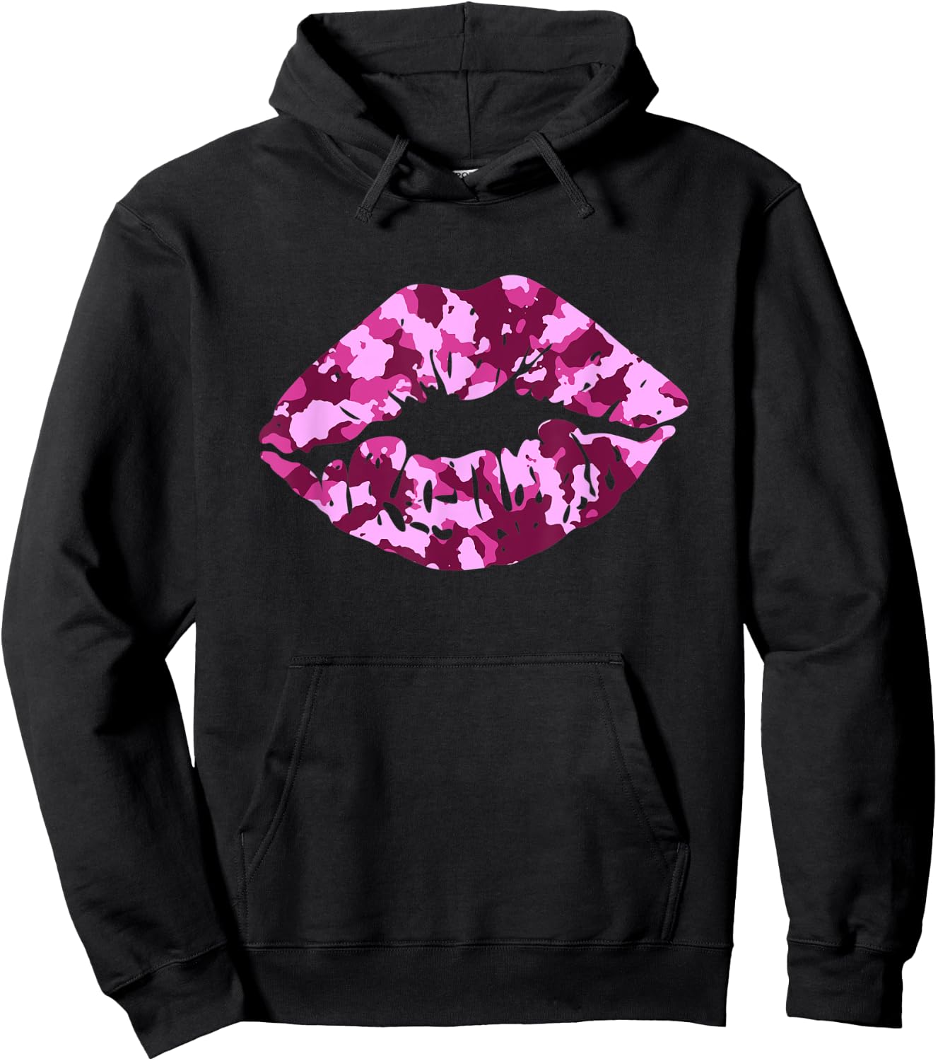 Pink Camo Kiss Military Soldier Camouflage Lips Gift Hoodie - Hoodie | Black
