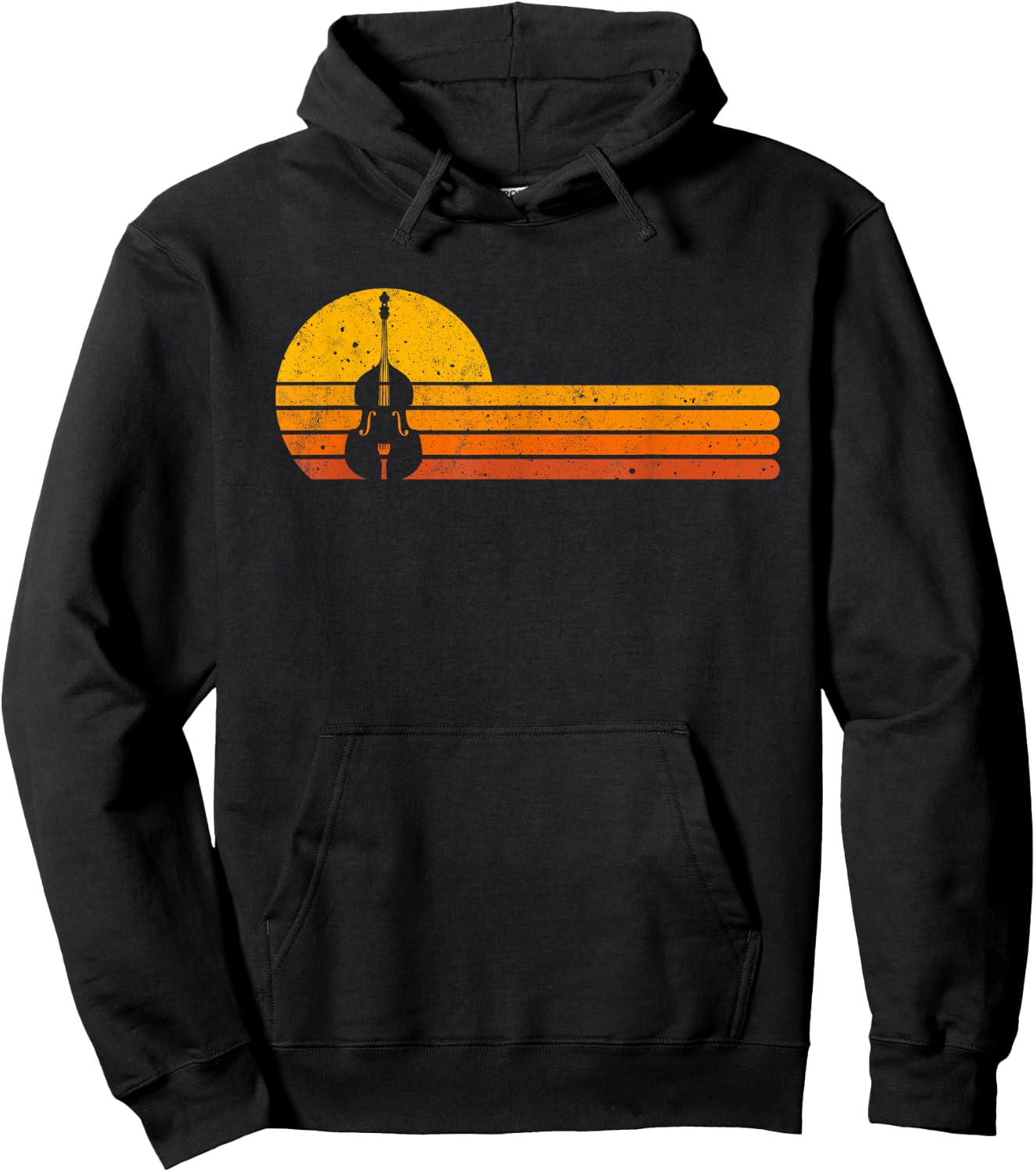 Funny Musician For Upright Bass Players Retro Double Bass Jazz Instruments Music - Black, -Adults, Short Sleeve, , Medium, , Classic Fit Hoodie - Hoodie | Black