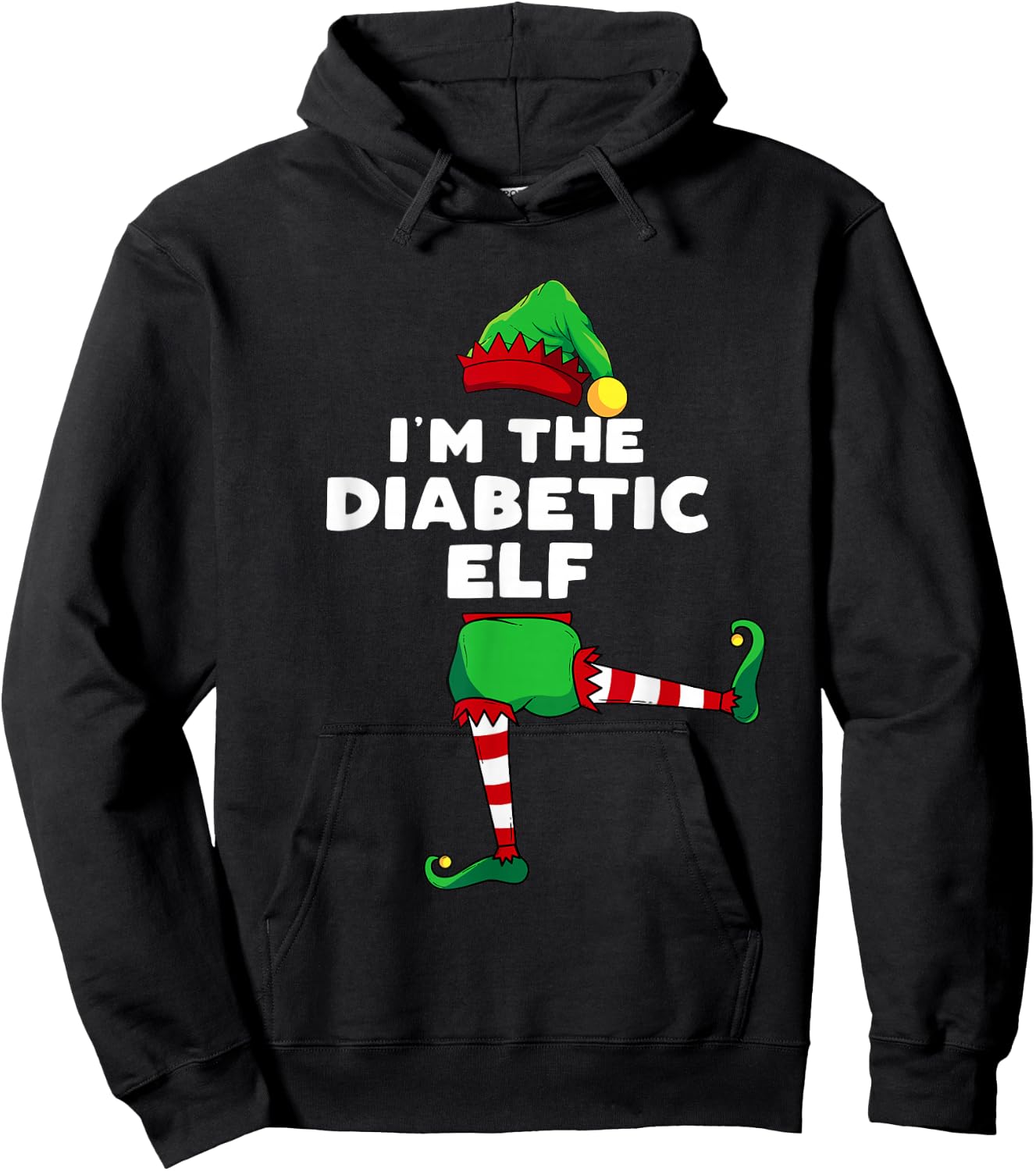 I'm The Diabetic Elf Family Matching Gift Christmas Group Hoodie - Hoodie | Black