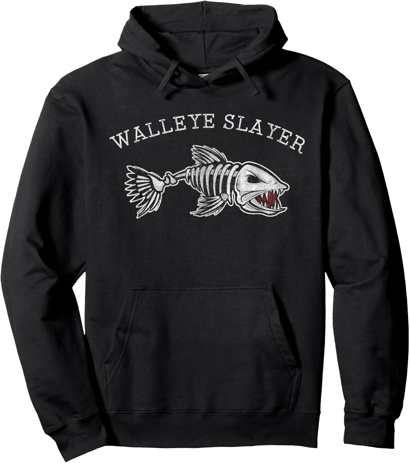 Vintage Walleye Slayer Funny Walleye Fishing Hoodie - Hoodie | Black
