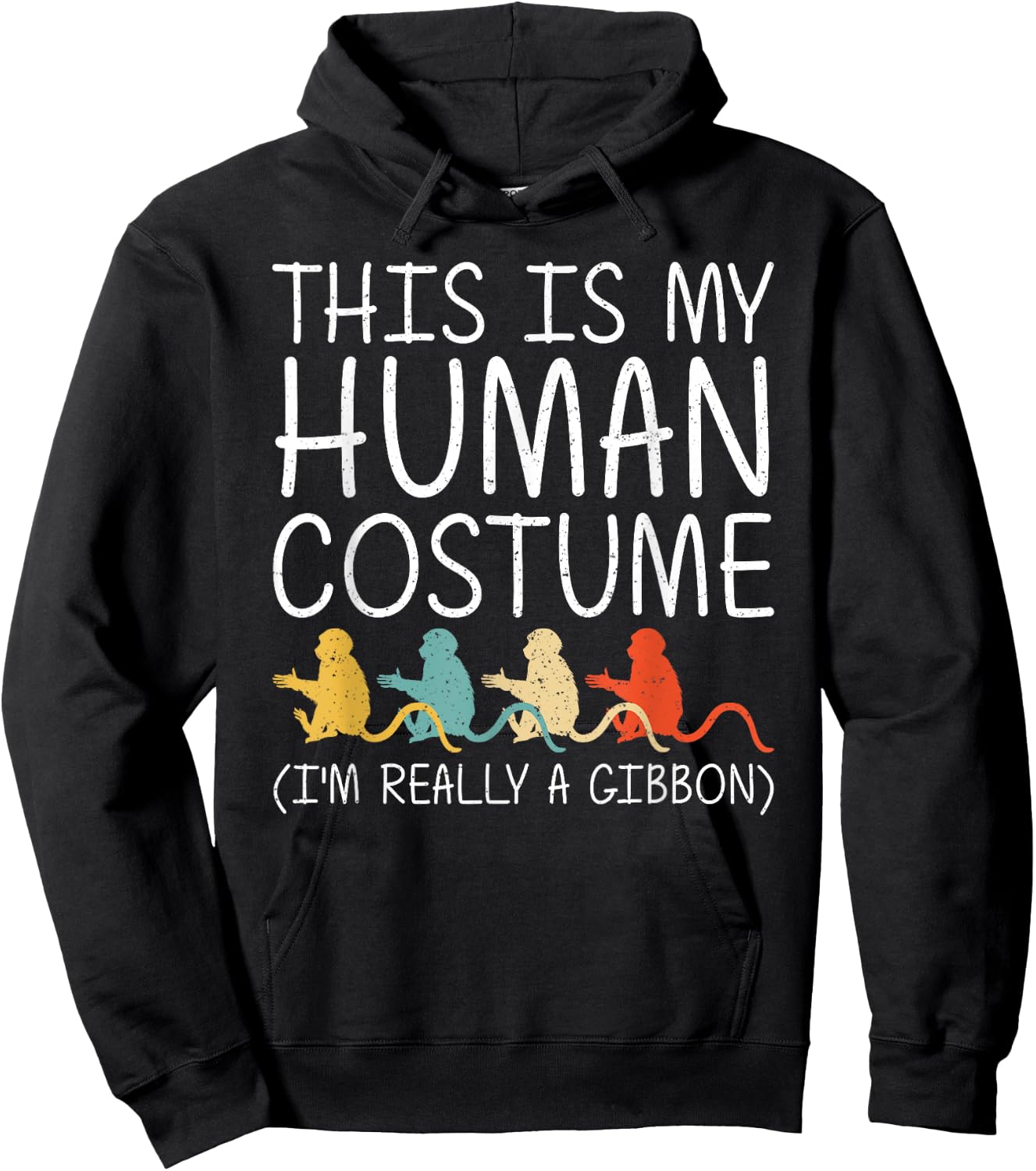 Gibbon Halloween Human Costume Lesser ape Lar Easy DIY Gift Hoodie - Hoodie | Black