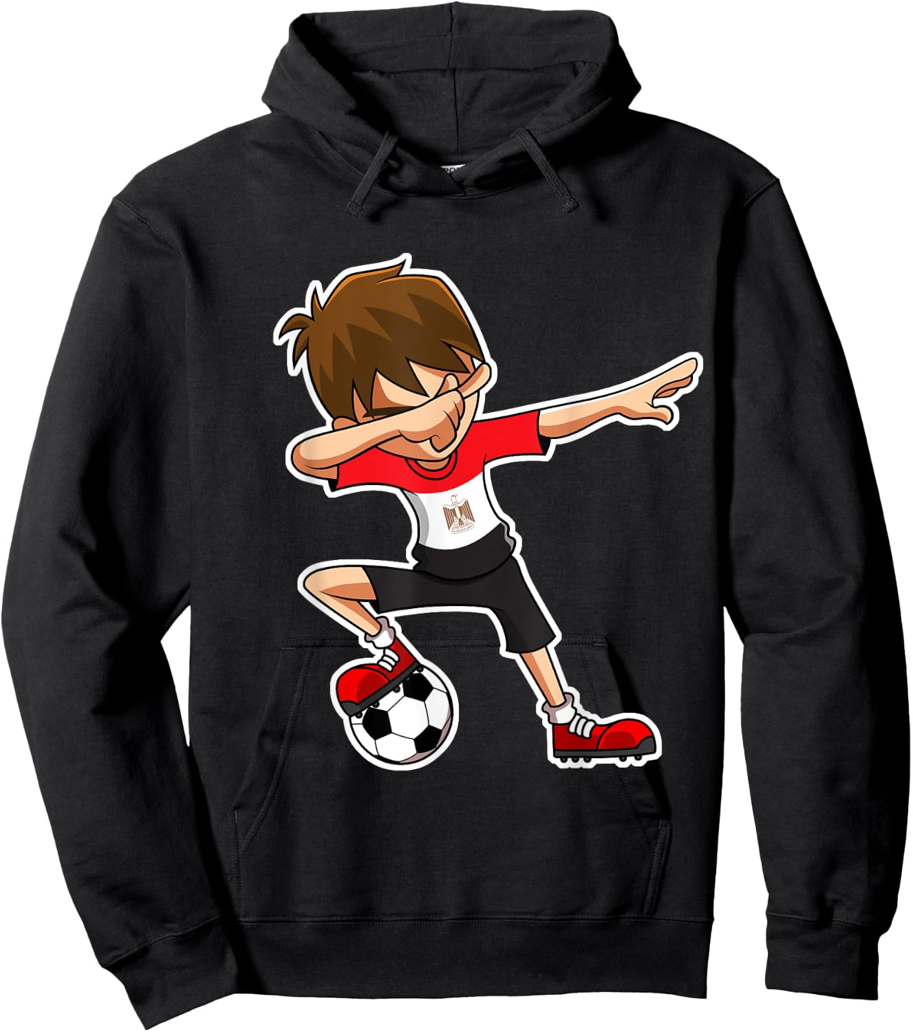 Dabbing Soccer Boy Egypt Jersey, Egyptian Kids Dab Gifts Hoodie - Hoodie | Black