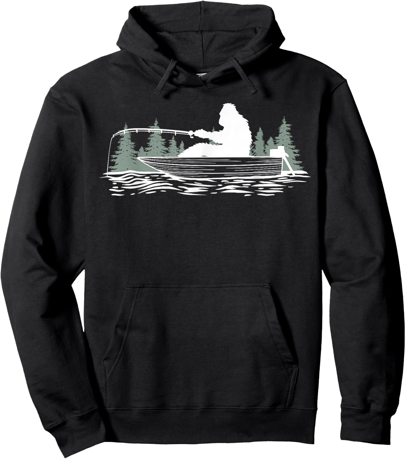 Big foot fishing, Cool Fishing Fisherman Bigfoot Sasquatch Hoodie - Hoodie | Black