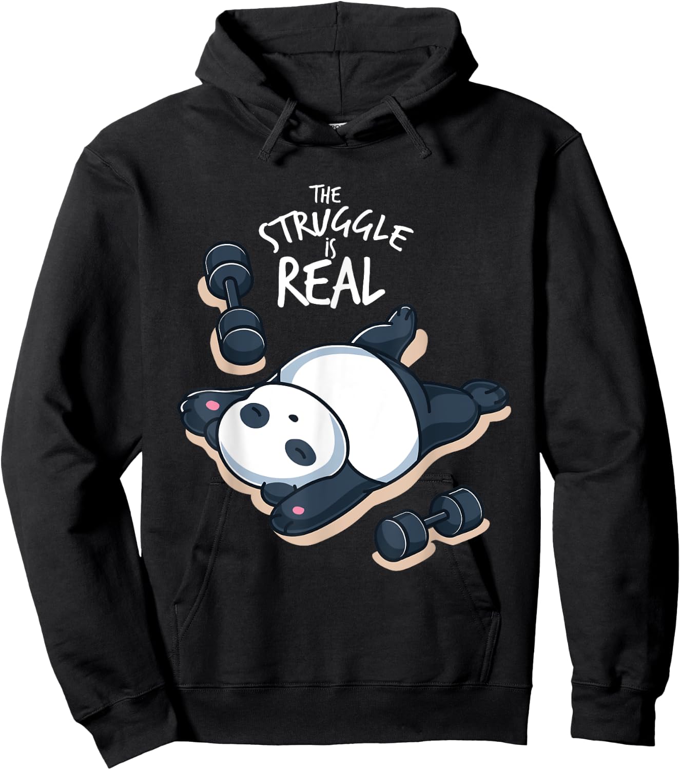 The Struggle Is Real Gym Workout Muscle Fit Panda Bear Panda Hoodie - Hoodie | Black