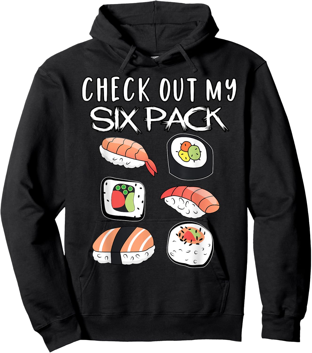 Funny Check My Six Pack Japanese Sushi Gift Hoodie - Hoodie | Black