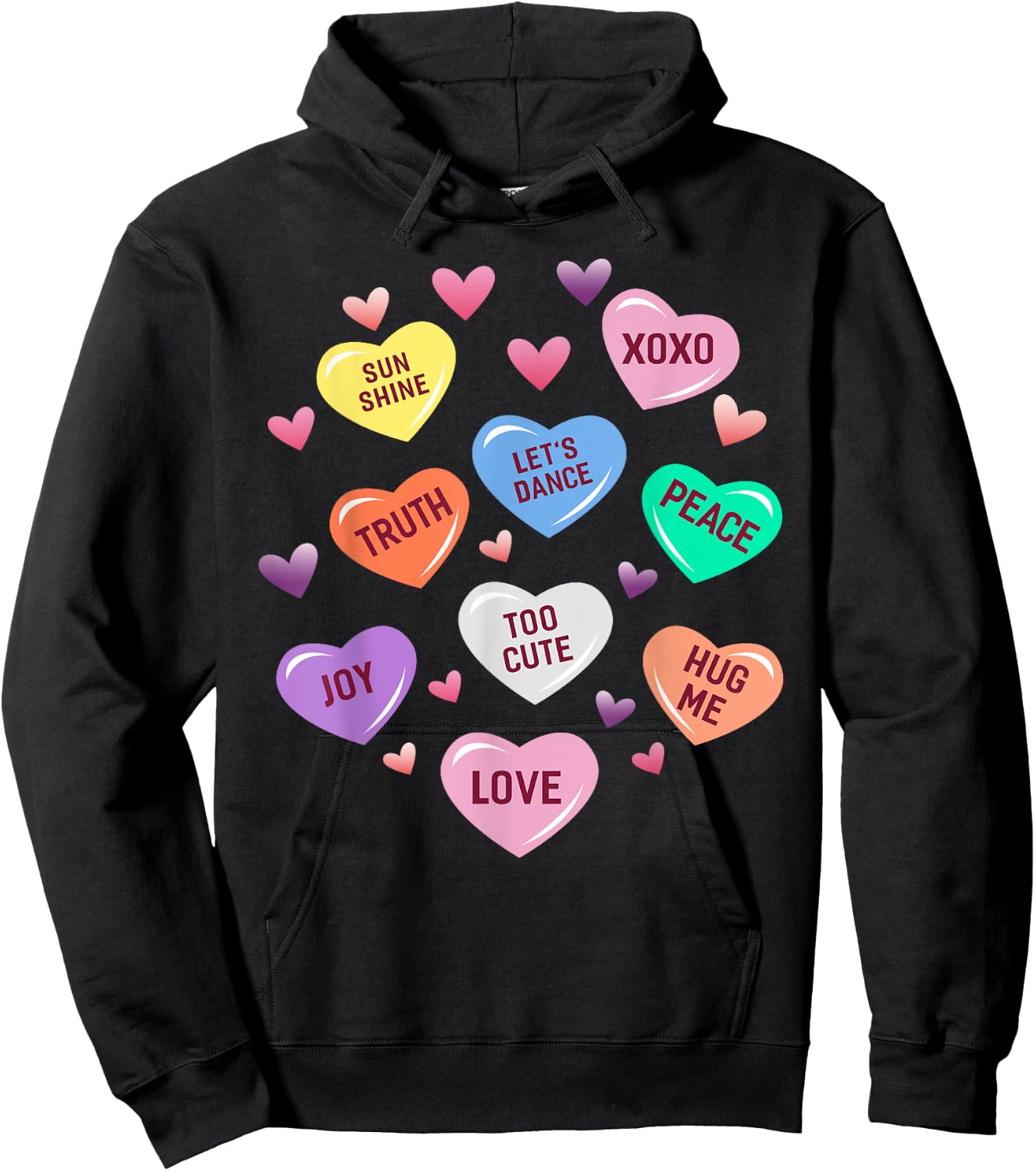 Valentine's Day Heart Candy Design Woman & Kids Hoodie - Hoodie | Black