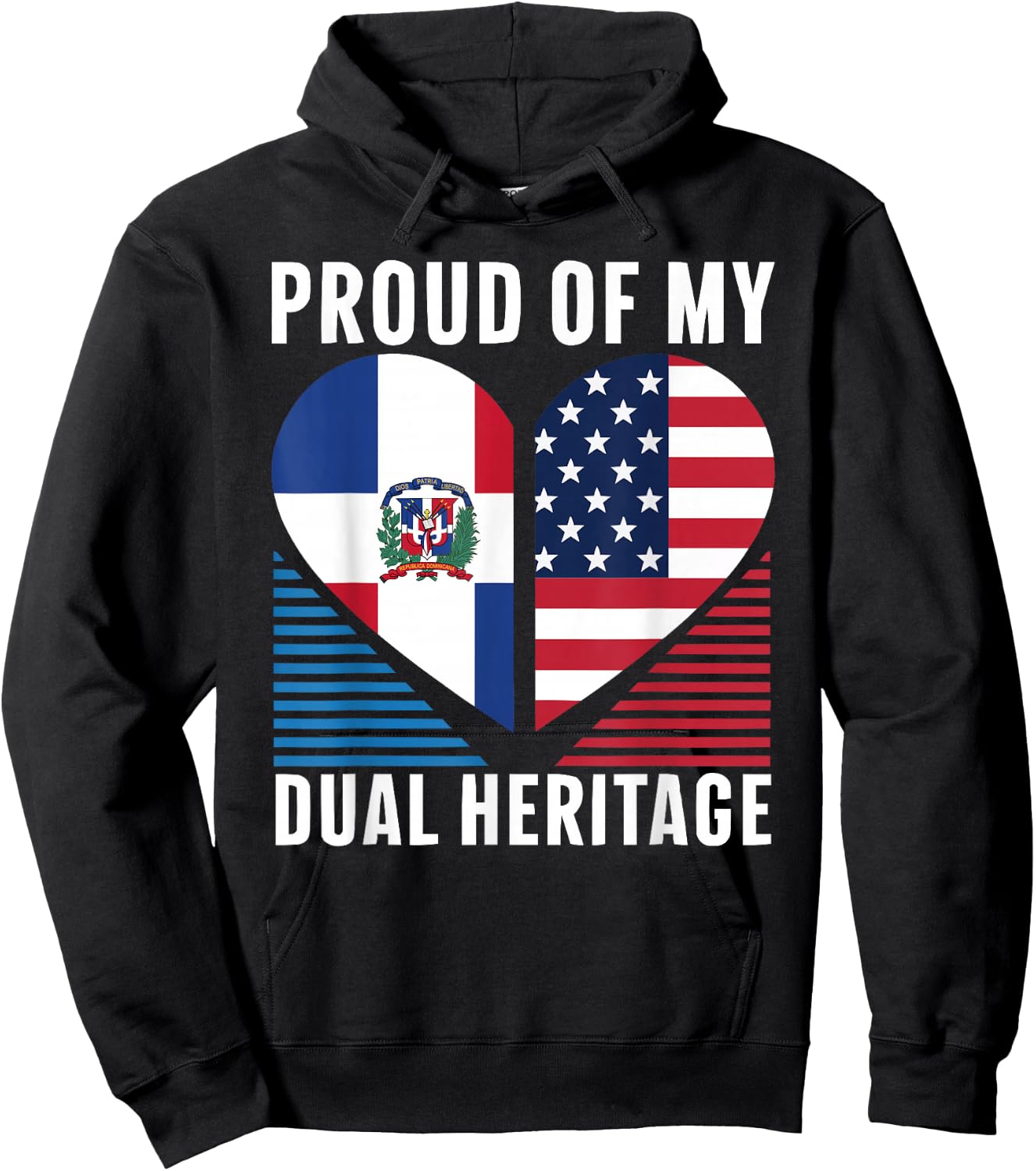 Half Dominican Half American USA Flag Dominican Republic Hoodie - Hoodie | Black