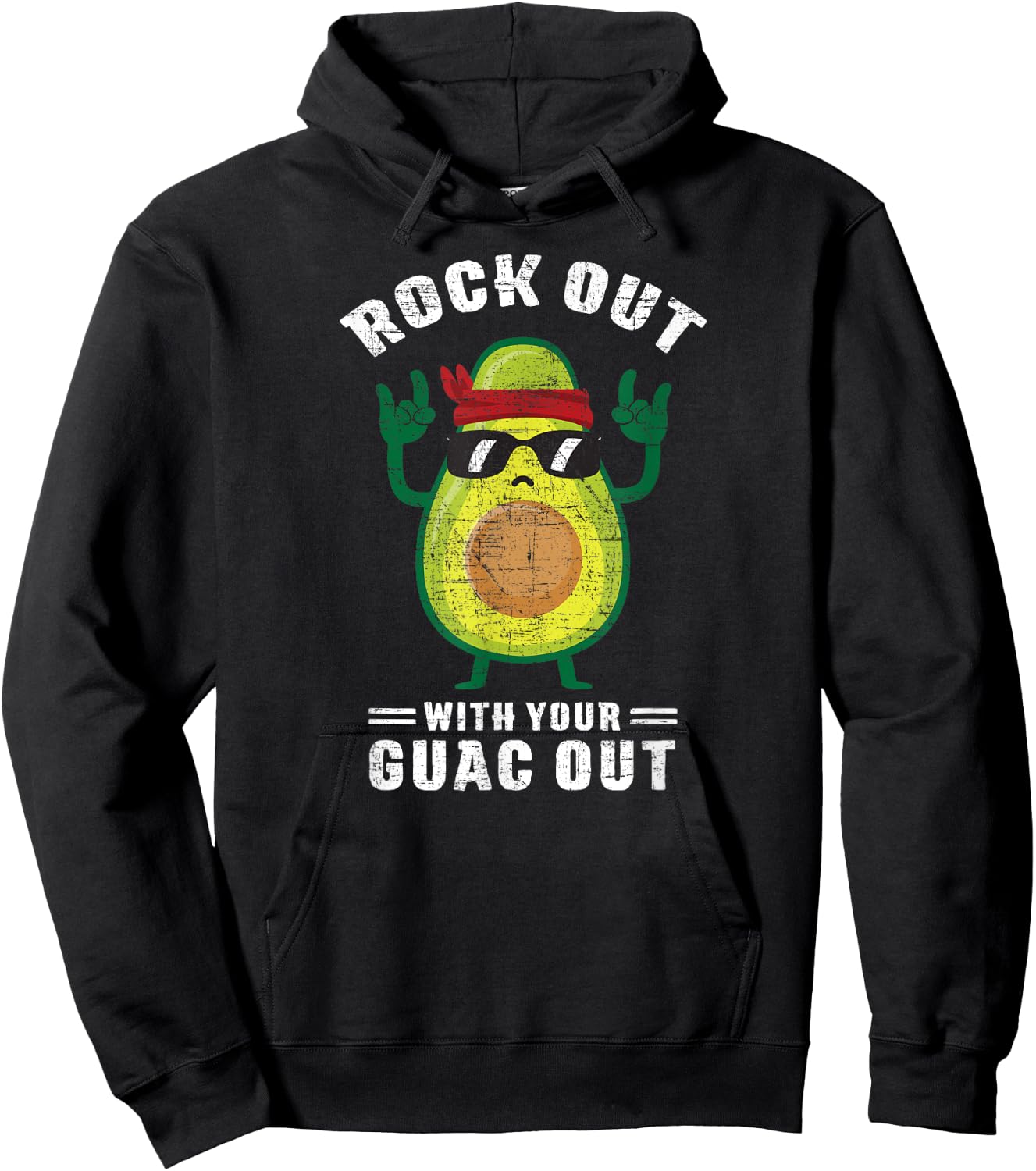 Rock Out With Your Guac Out Avocado Rock n Roll design Hoodie - Hoodie | Black