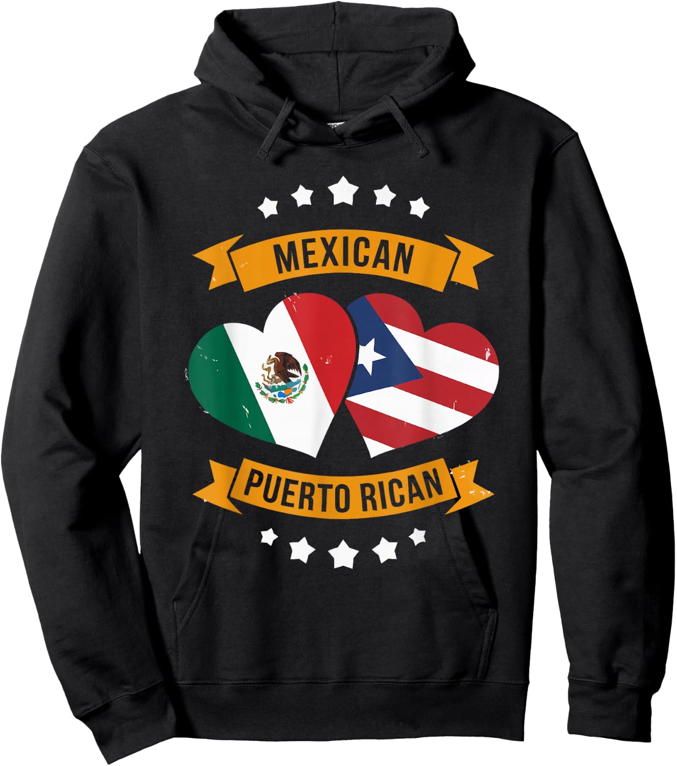 Half Mexican Half Puerto Rican Puerto Rico Flag Mexico Hoodie - Hoodie | Black