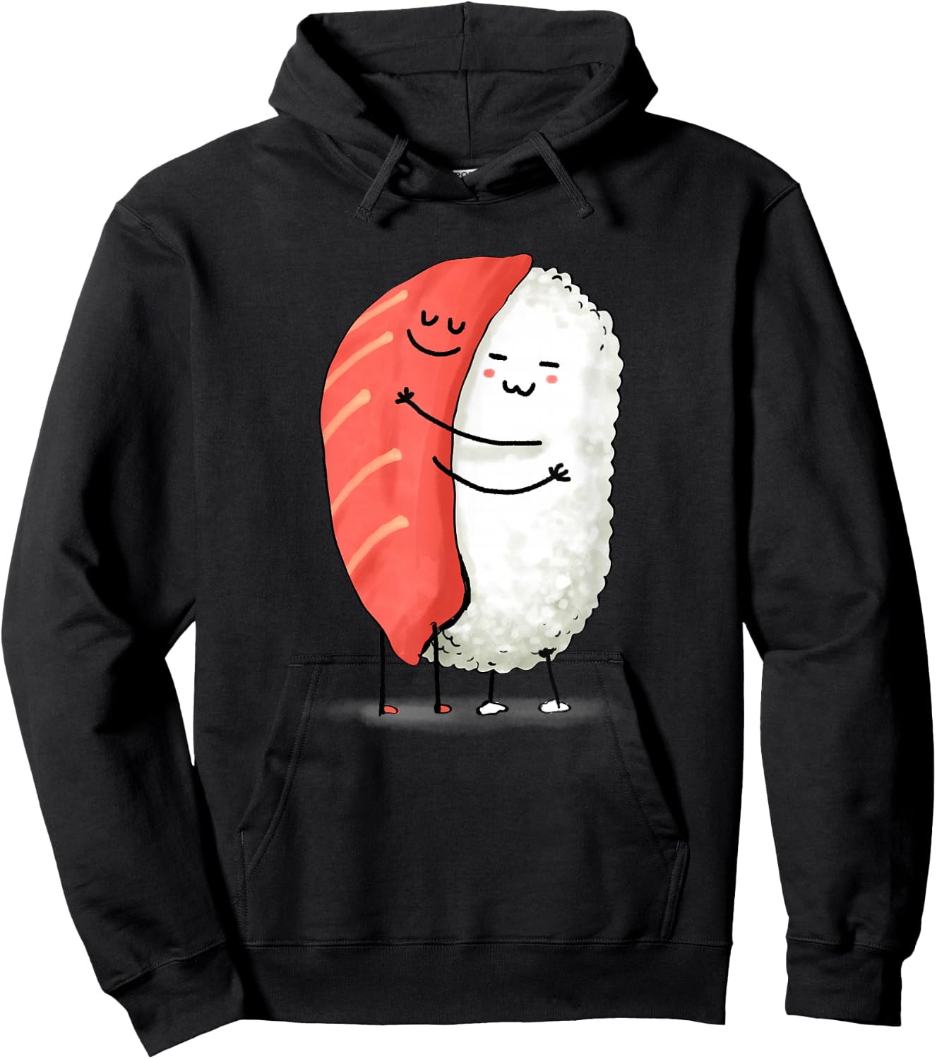 Wowsome! -Adults Sushi Lover - Black - Small - Short Sleeve - Japanese Anime Sushi Hug Design Hoodie - Hoodie | Black