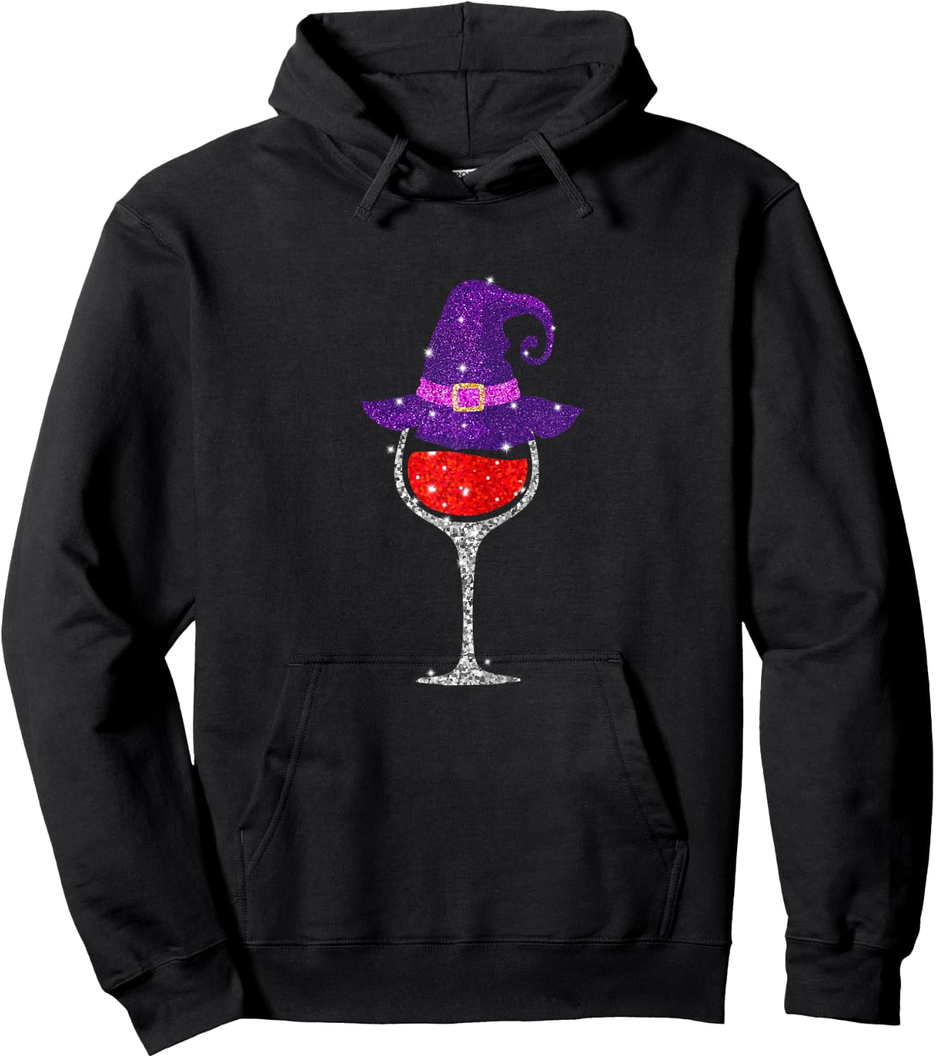 Wine Glass Witch Hat Cute Wine Lover Halloween Hoodie - Hoodie | Black