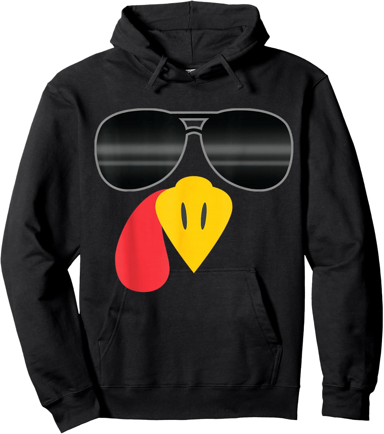Turkey Face Sunglasses Thanksgiving Hoodie - Hoodie | Black