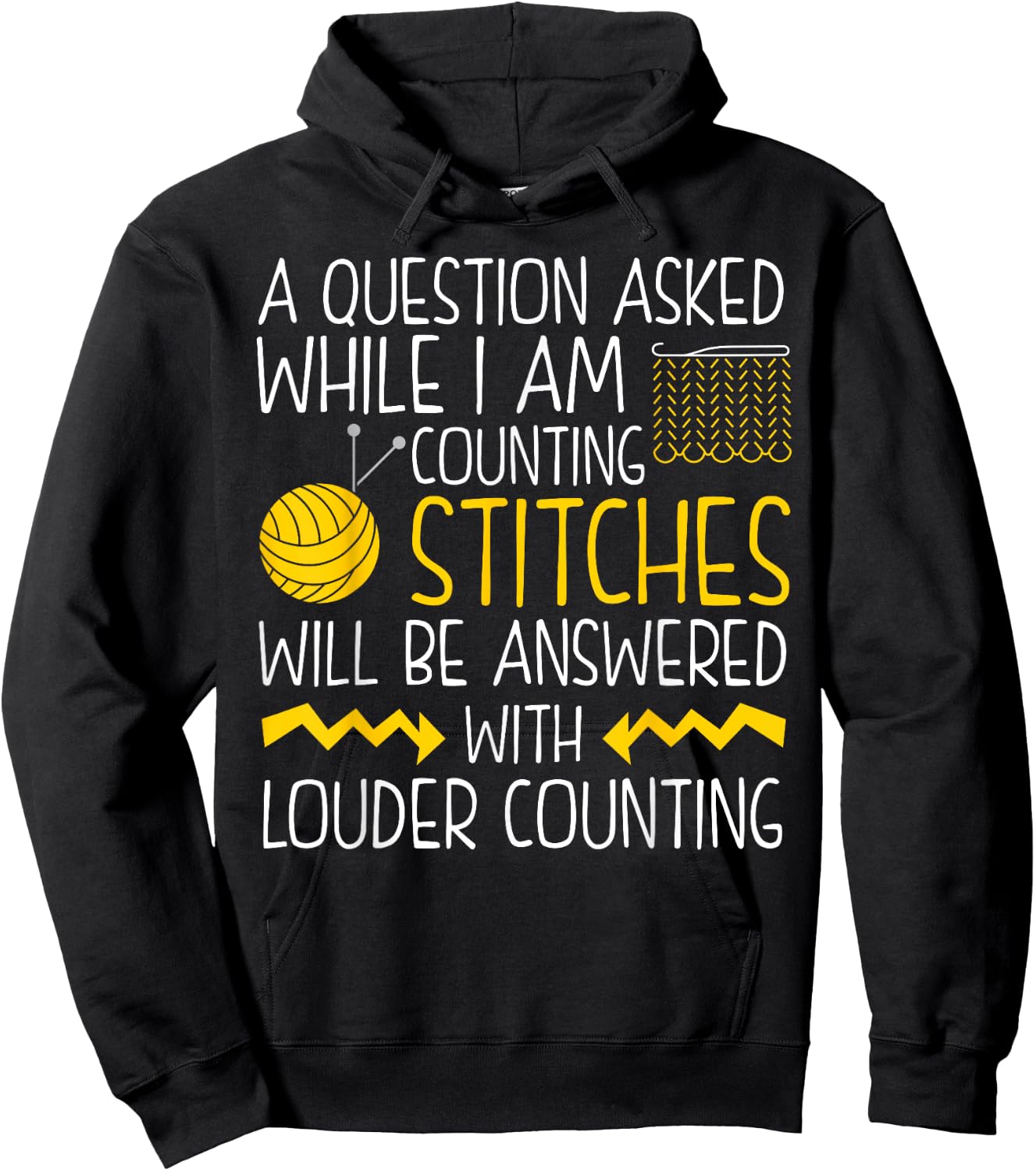 Knit Shirt Questions While Counting Stitches Funny Knitting Hoodie - Hoodie | Black