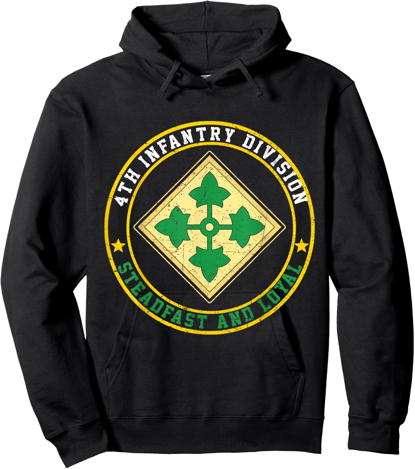 Proud 4th Infantry Division US Veteran Steadfast & Loyal Hoodie - Hoodie | Black