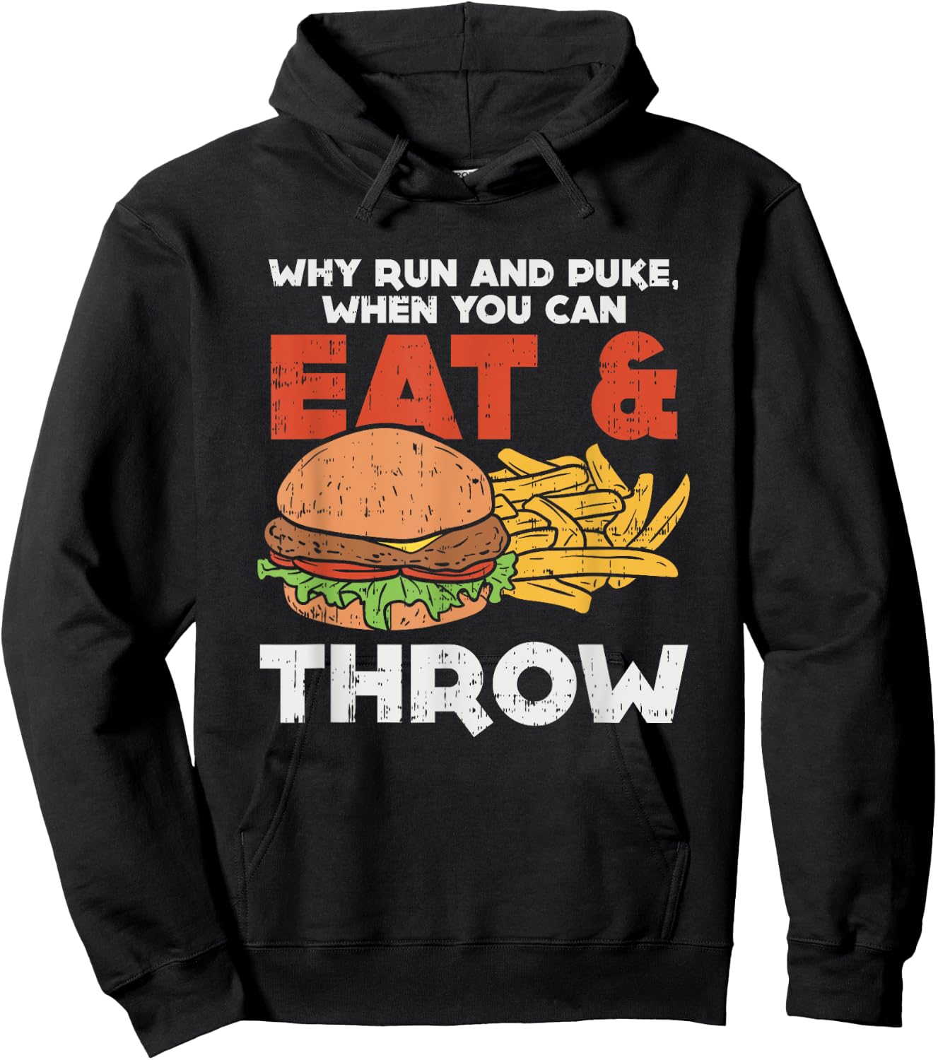 Why run and puke when you can eat and throw, Joke Athlete Hoodie - Hoodie | Black