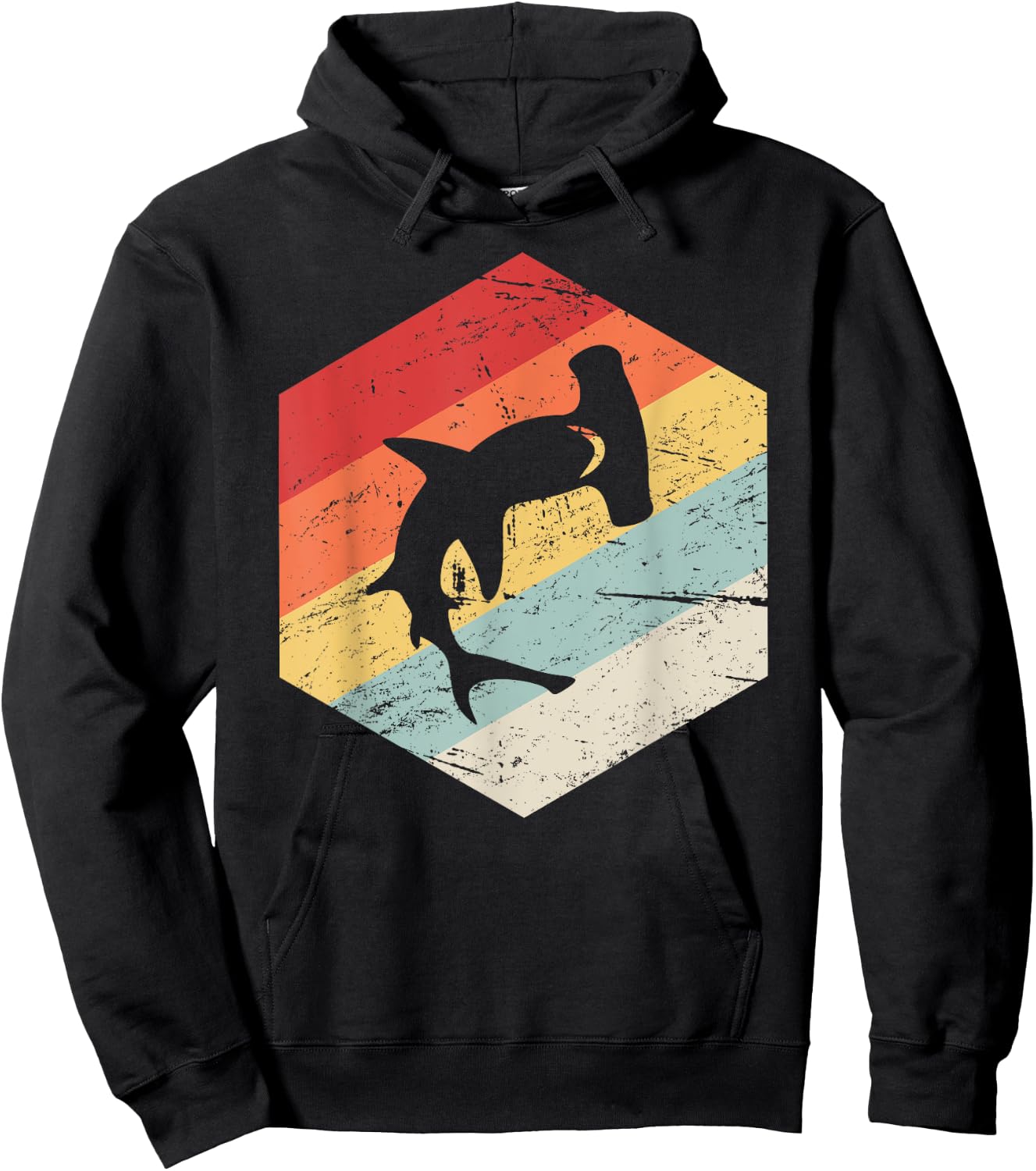 Retro Hammerhead Shark Hoodie - Hoodie | Black