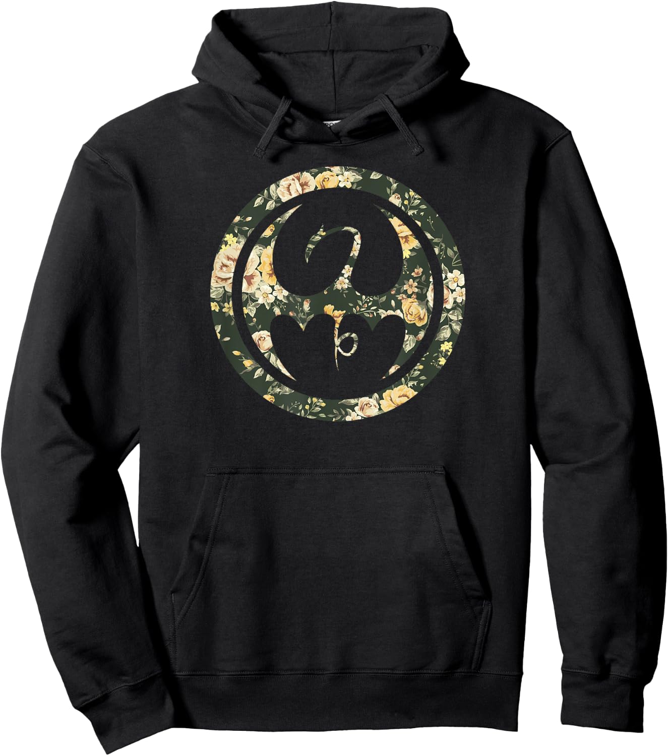 Marvel Iron Fist Retro Dragon Logo Floral Hawaiian Hoodie - Hoodie | Black
