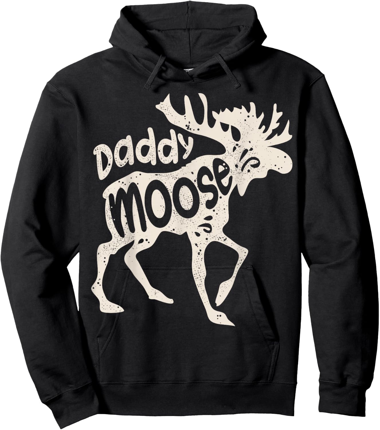 Daddy Moose Fathers Day Men Dad Papa Family Matching Vintage Hoodie - Hoodie | Black
