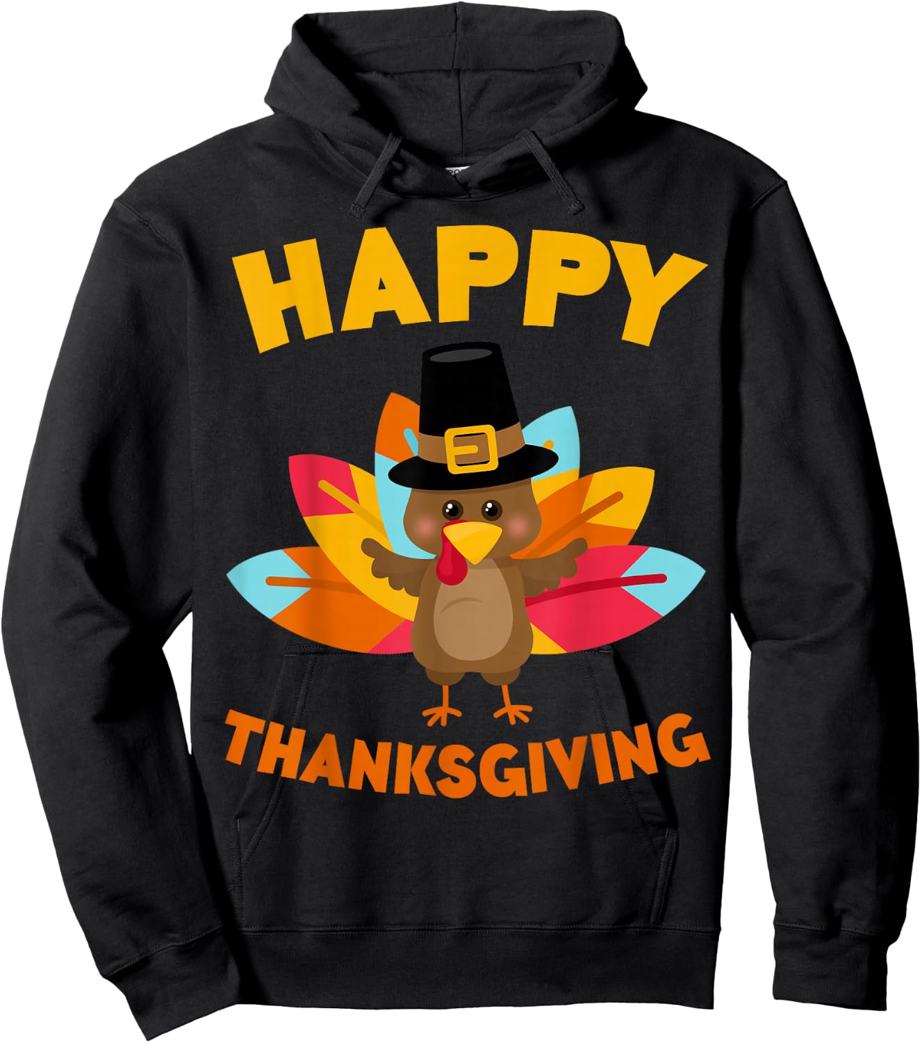 Happy Thanksgiving Shirt Adult Kids Thanksgiving Day Hoodie - Hoodie | Black