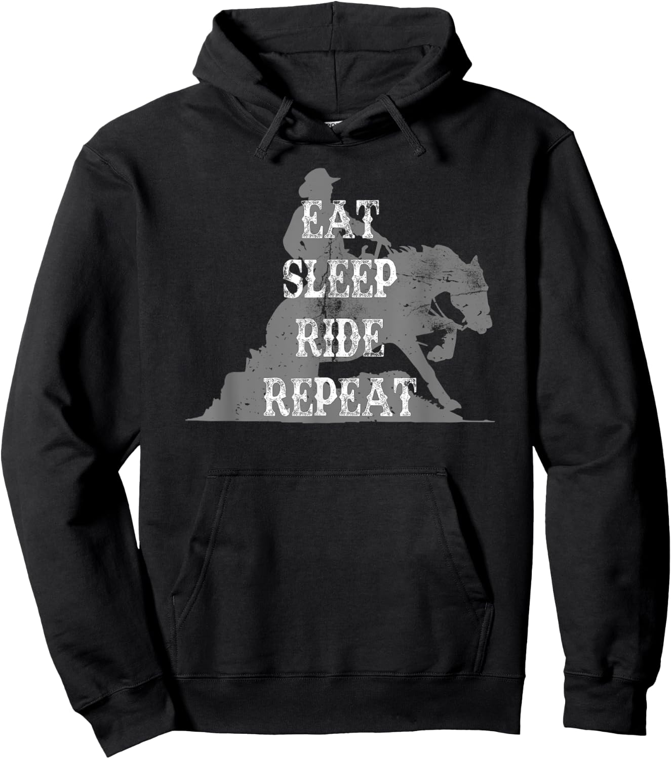 Eat Sleep Ride Repeat Western Rider Reining Sliding Stop Hoodie - Hoodie | Black