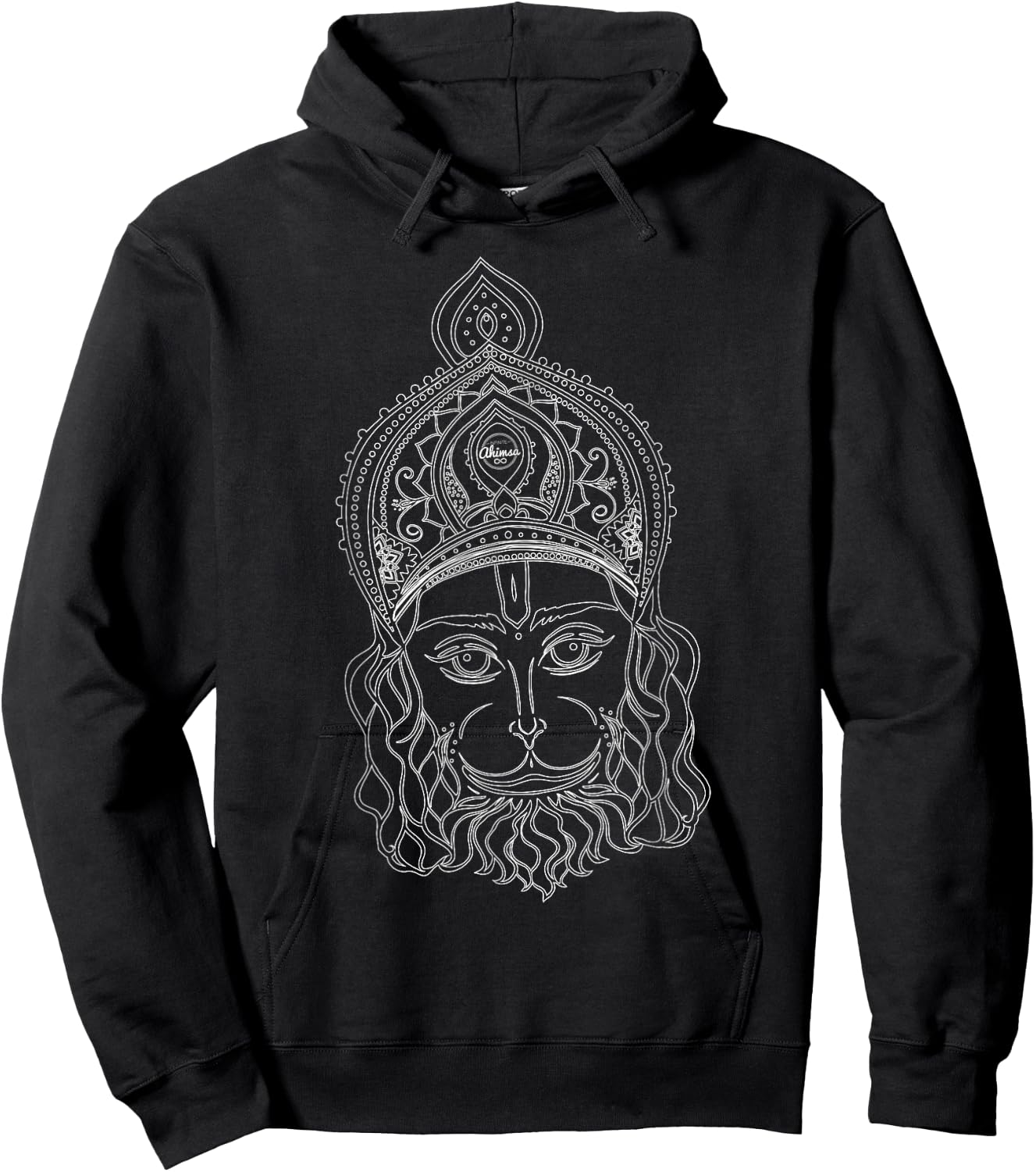 "Sacred Visage" – Lord Hanuman's Divine Portrait Hoodie - Hoodie | Black