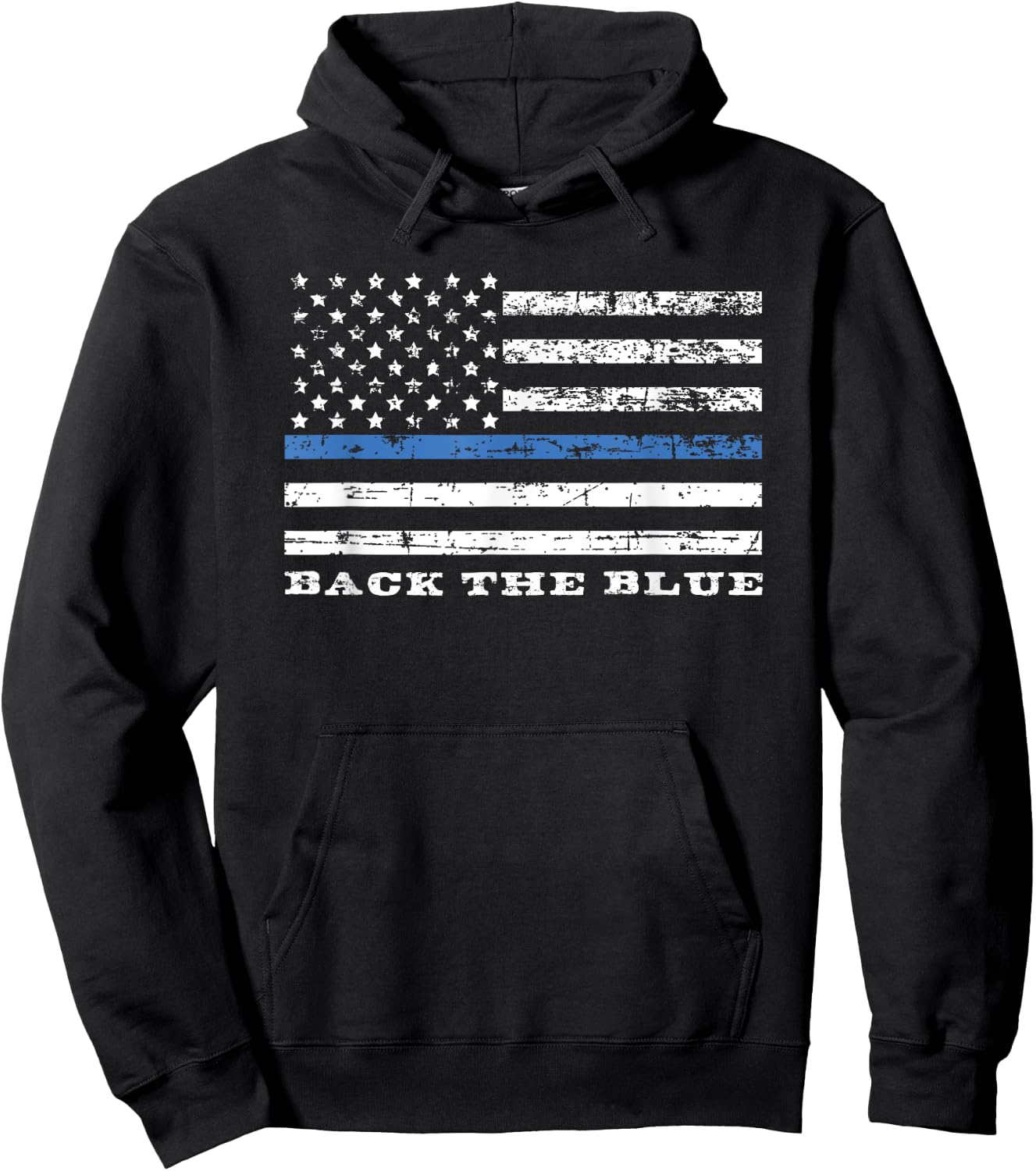Back the Blue Thin Blue Line American Flag Police Support Men Hoodie - Hoodie | Black