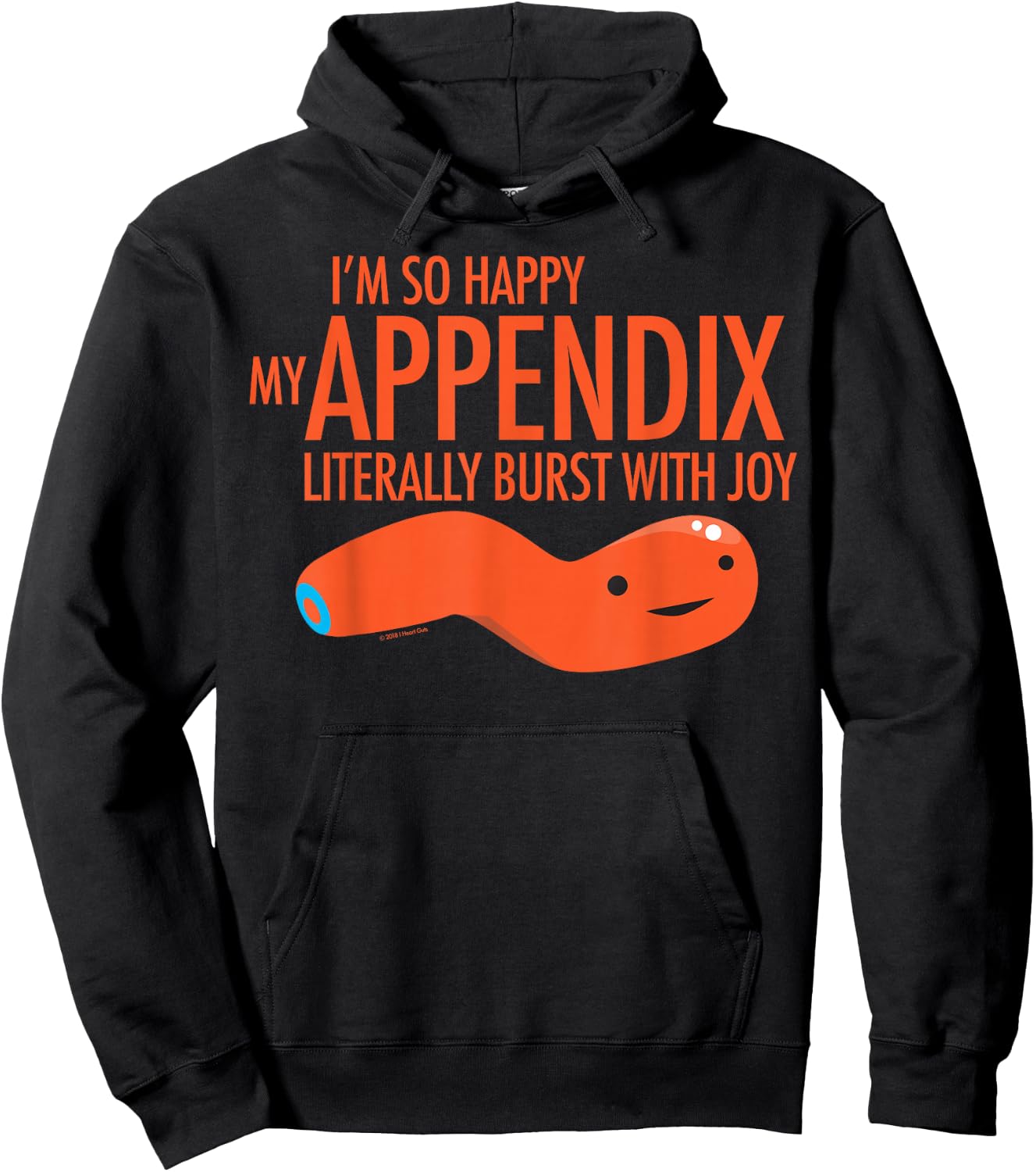 I Heart Guts Cute Appendix Funny Appendectomy Appendicitis Humor Design Hoodie - Hoodie | Black
