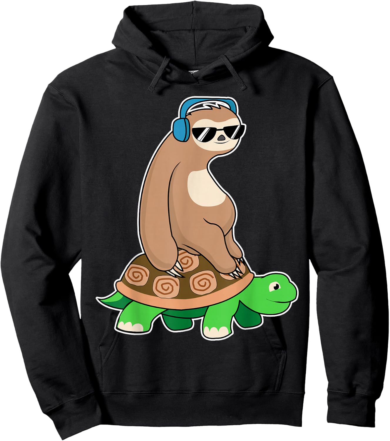 Sloth Riding Turtle - Lazy Sloth T Shirt Gift Hoodie - Hoodie | Black