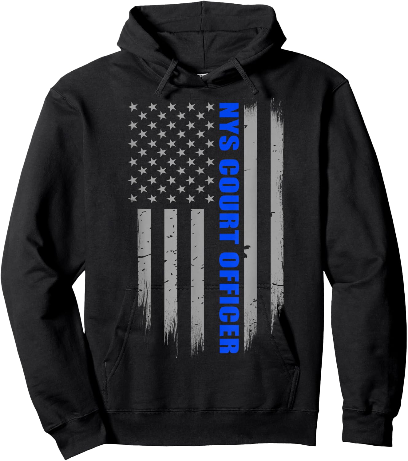 NYS Court Officer - Thin Blue Line Flag Hoodie - Hoodie | Black